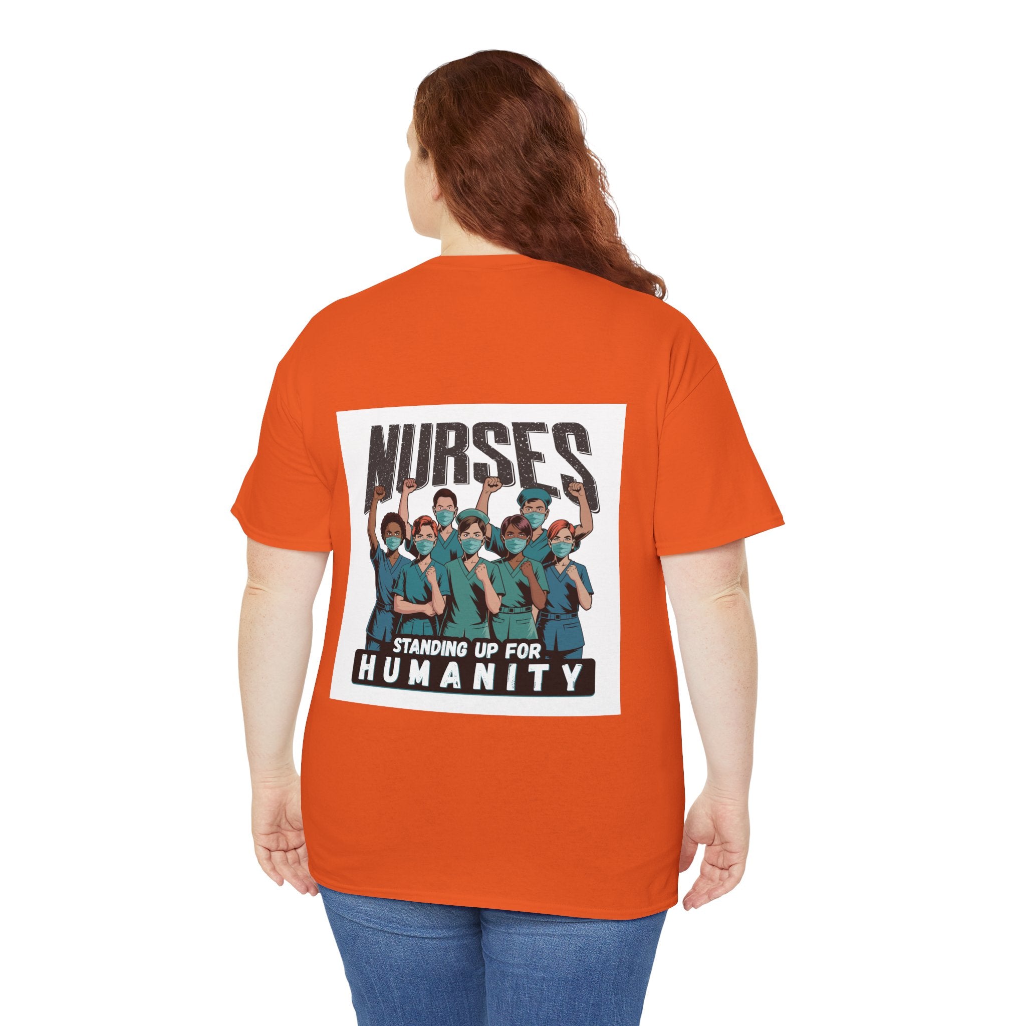 Unisex Medium fabric Cotton Tee - Nurses For Healing The Nation (front) - Nurses Standing Up For Humanity (back) - 100% cotton - NFH-T-G5000