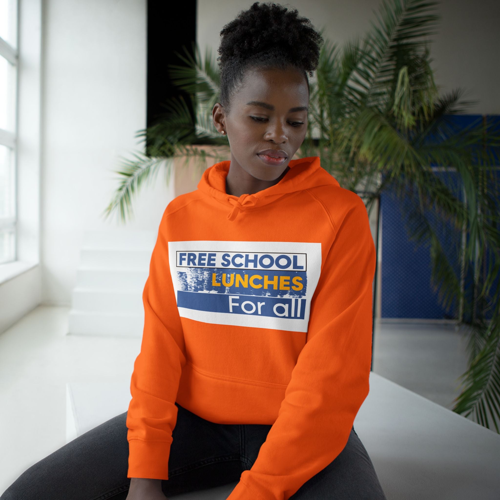 Unisex Mid-weight Hoodie - Free School Lunches For All (front) - Nurses Against The Rich Starving The Poor (back) - 80% cotton, 20% Polyester - NAH-H-AC5101