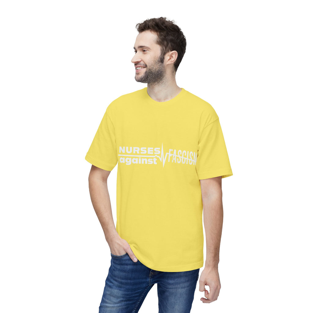 Unisex Midweight T-shirt, Nurses Against Fascism (front) - Nurses Against Cruelty (back) - 100% Polyster - NAF-T-BS5040