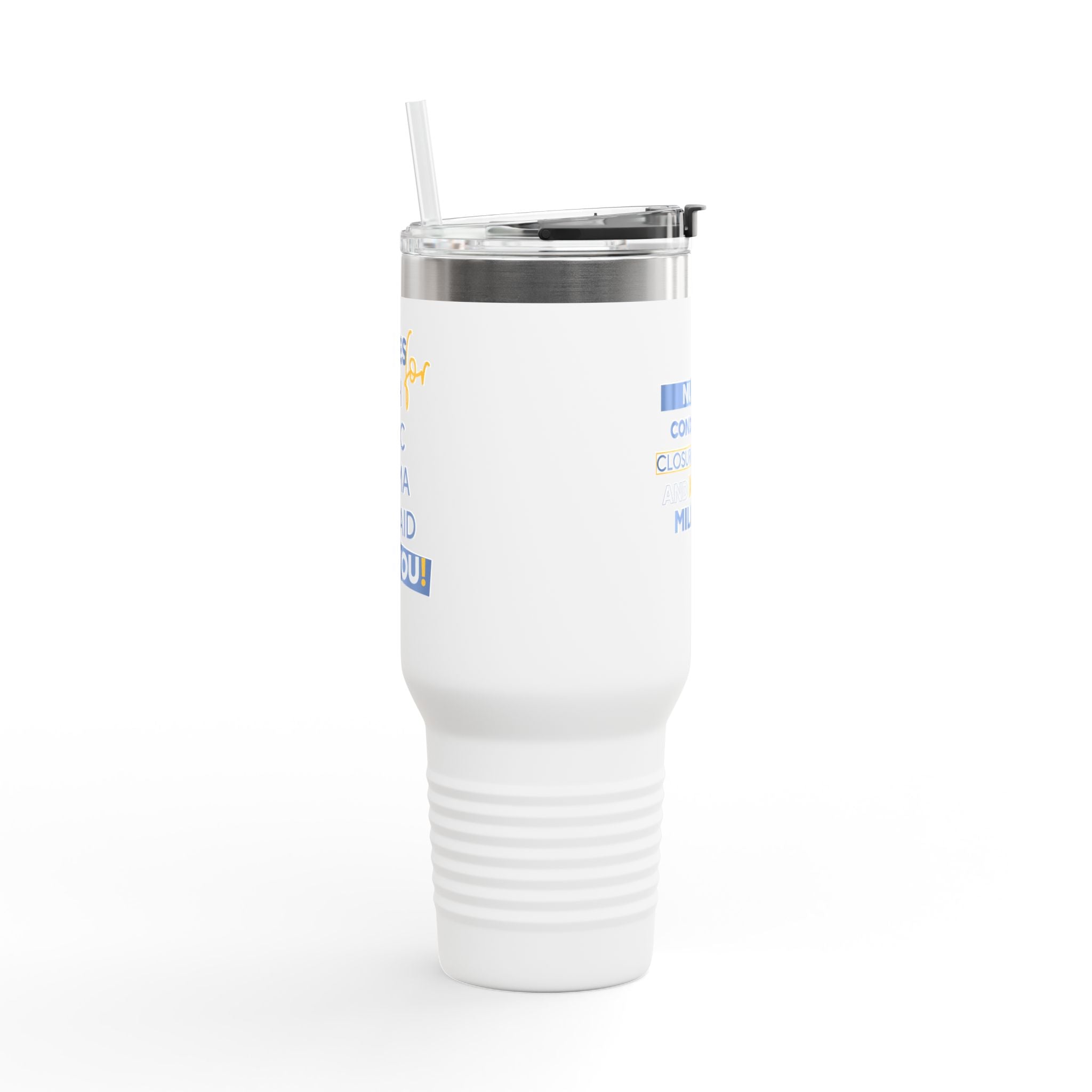 Travel Mug - Nurses Condemning Closure of USAID (front) - Nurses For NIH CDC FEMA USAID And YOU (back) - 100% stainless steel (body) - NFG-TM-40oz