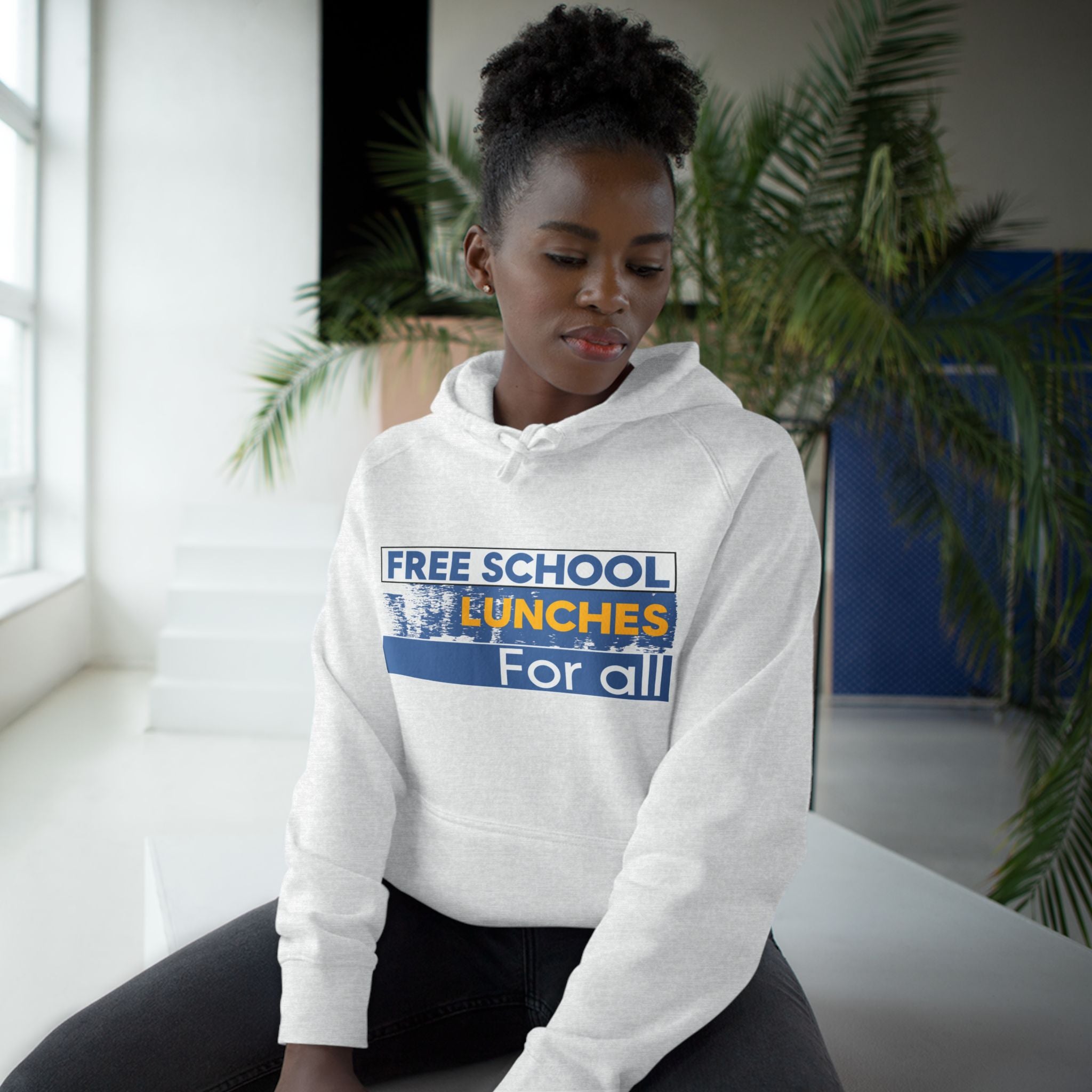 Unisex Mid-weight Hoodie - Free School Lunches For All (front) - Nurses Against The Rich Starving The Poor (back) - 80% cotton, 20% Polyester - NAH-H-AC5101
