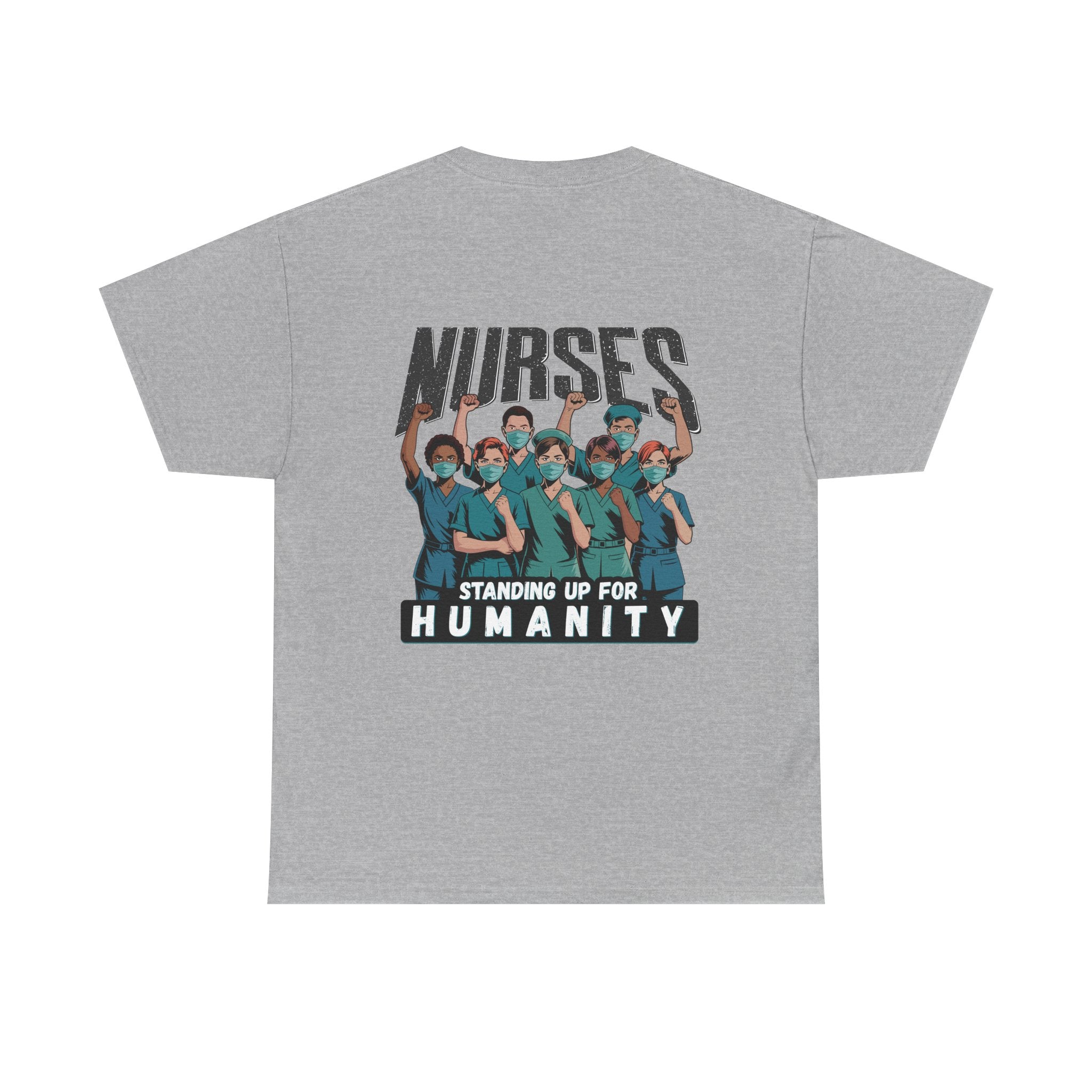 Unisex Medium fabric Cotton Tee - Nurses For Healing The Nation (front) - Nurses Standing Up For Humanity (back) - 100% cotton - NFH-T-G5000