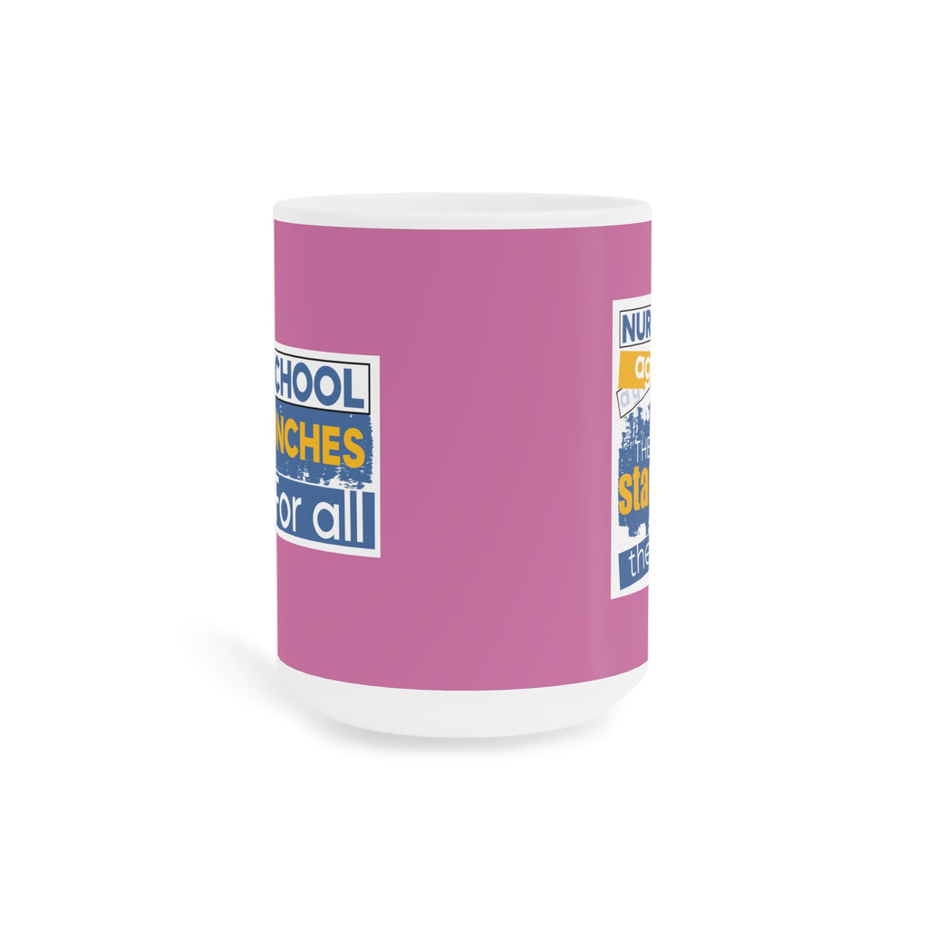 Unisex Ceramic Mug - Free School Lunches For All (right) - Nurses Against The Rich Starving The Poor (left) - Durable white Ceramic - NAH-CM-ORCA
