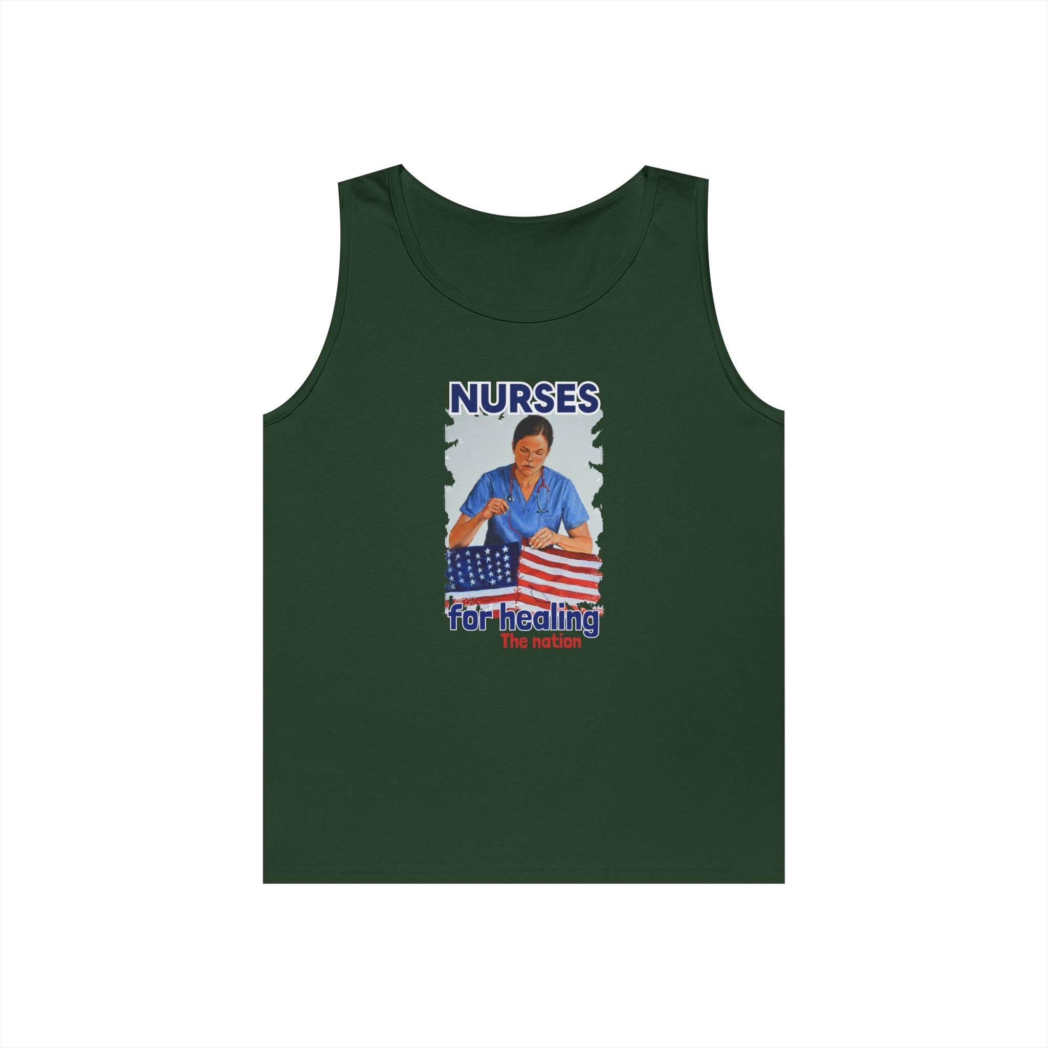 Unisex Medium fabric Cotton Tank Top - Nurses For Healing The Nation (front) - Nurses Standing Up For Humanity (back) - 100% cotton - NFH-K-G5200