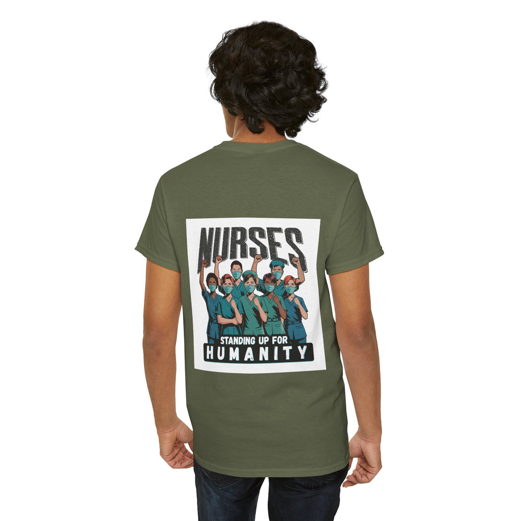 Unisex Medium fabric Cotton Tee - Nurses For Healing The Nation (front) - Nurses Standing Up For Humanity (back) - 100% cotton - NFH-T-G5000