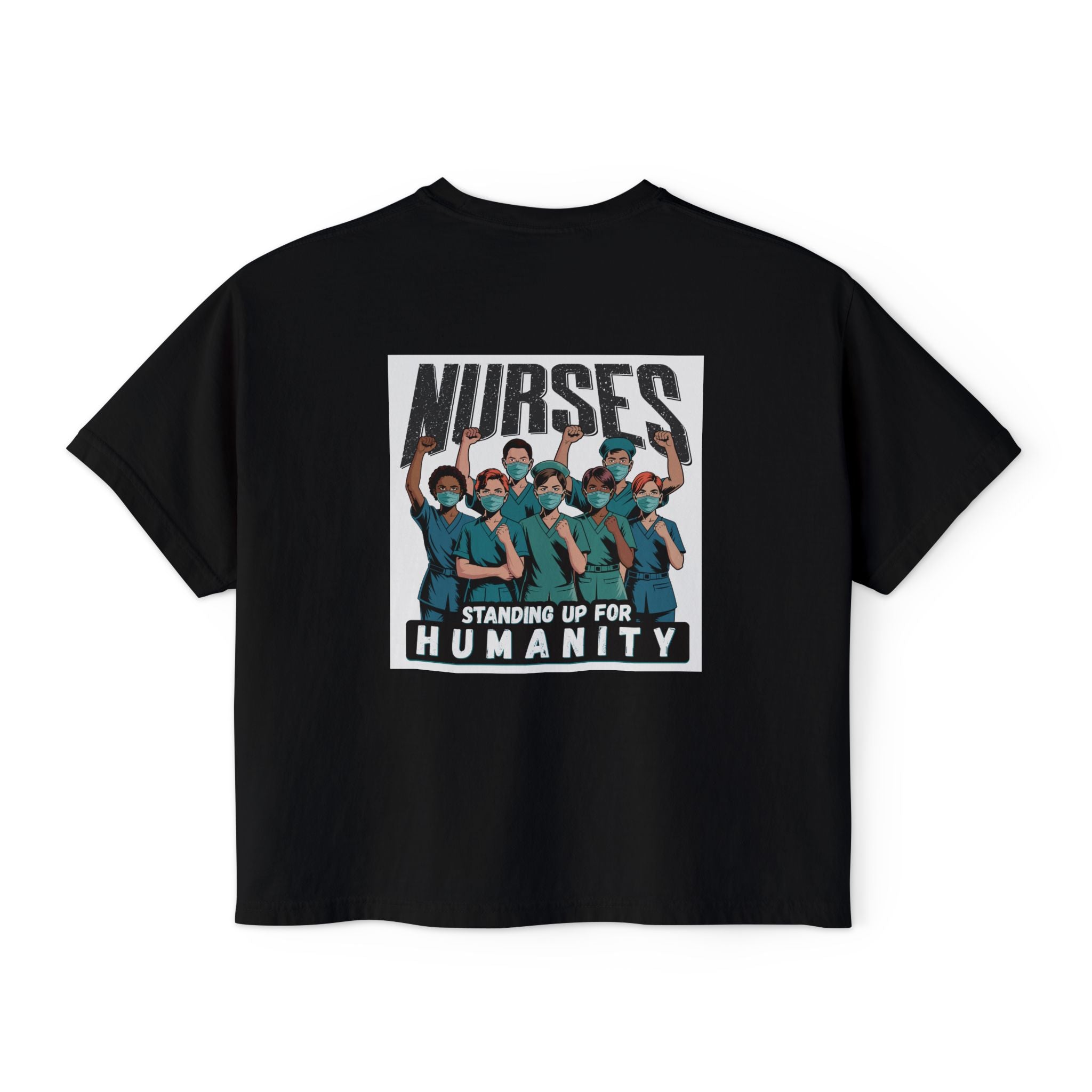 Women's Boxy Heavy fabric Tee - Nurses For Healing The Nation (front) - Nurses Standing Up For Humanity (back) - 100% ring-spun US cotton - NFH-T-CC3023CL