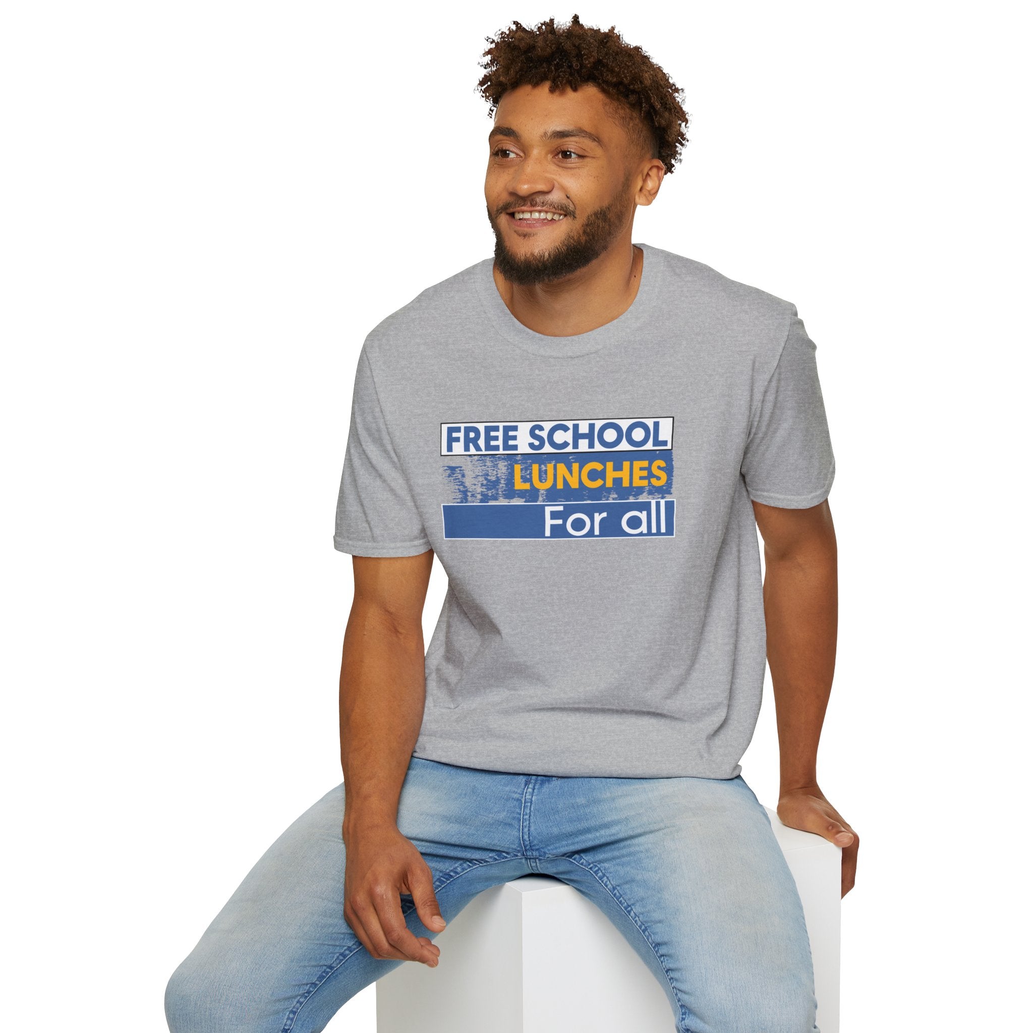 Unisex Lightweight fabric T-Shirt - Free School Lunches For All (front) - Nurses Against The Rich Starving The Poor (back) - 100% ring-spun cotton - NAH-T-G64000