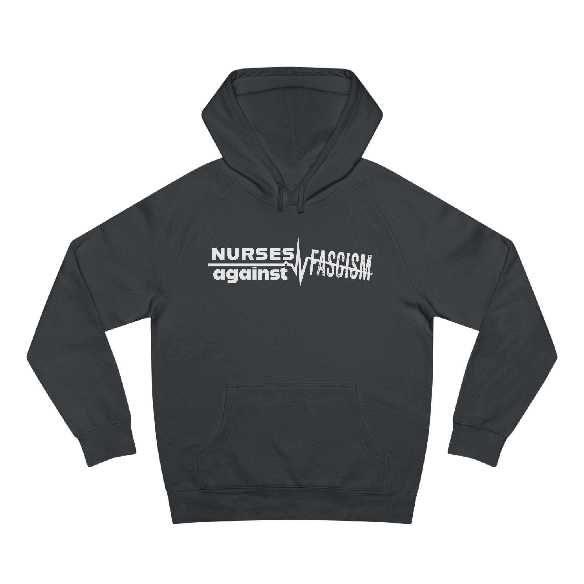 Unisex Mid-weight Hoodie - Nurses Against Fascism (front) - Nurses Against Cruelty (back) - 80% cotton, 20% polyester - NAF-H-AC5101