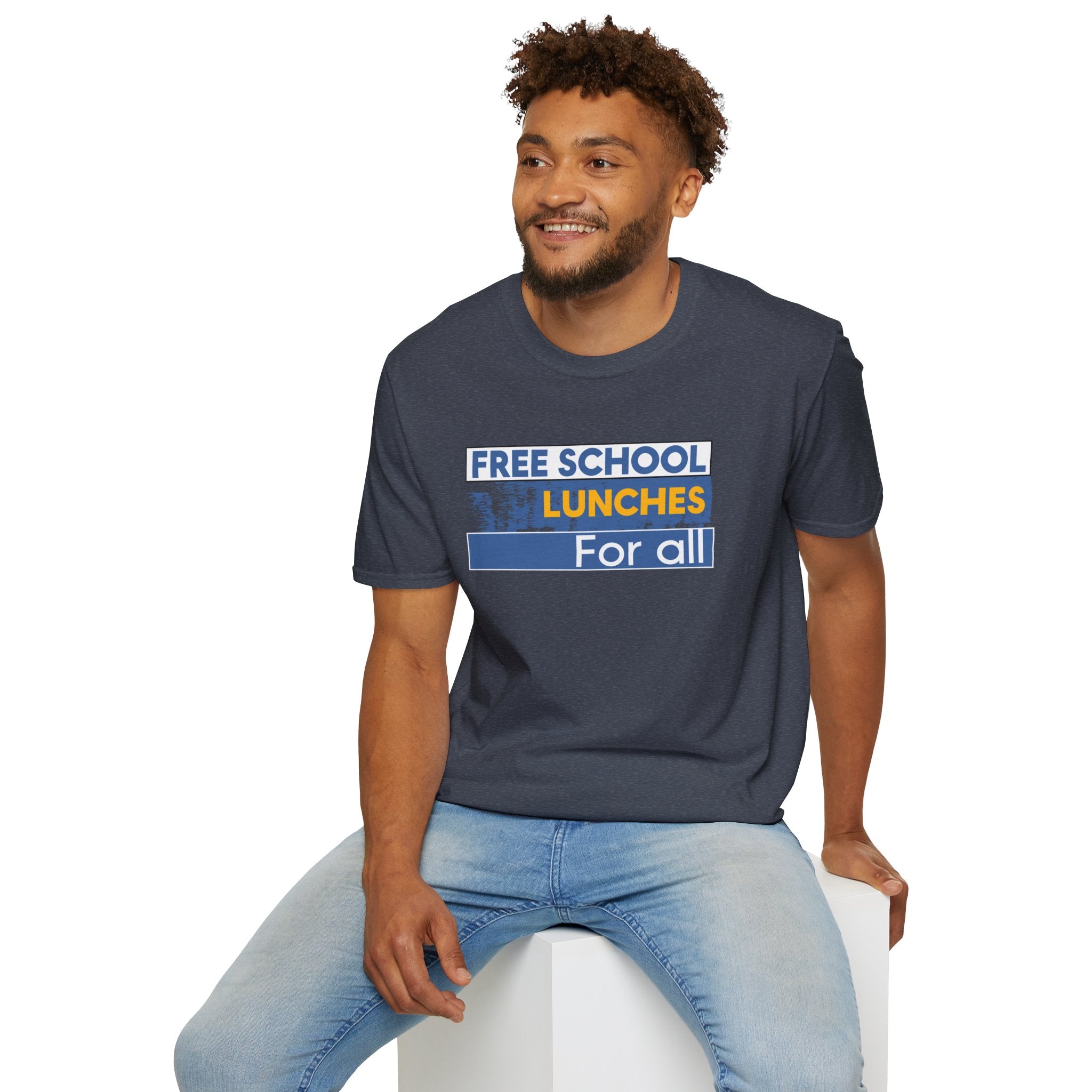 Unisex Lightweight fabric T-Shirt - Free School Lunches For All (front) - Nurses Against The Rich Starving The Poor (back) - 100% ring-spun cotton - NAH-T-G64000