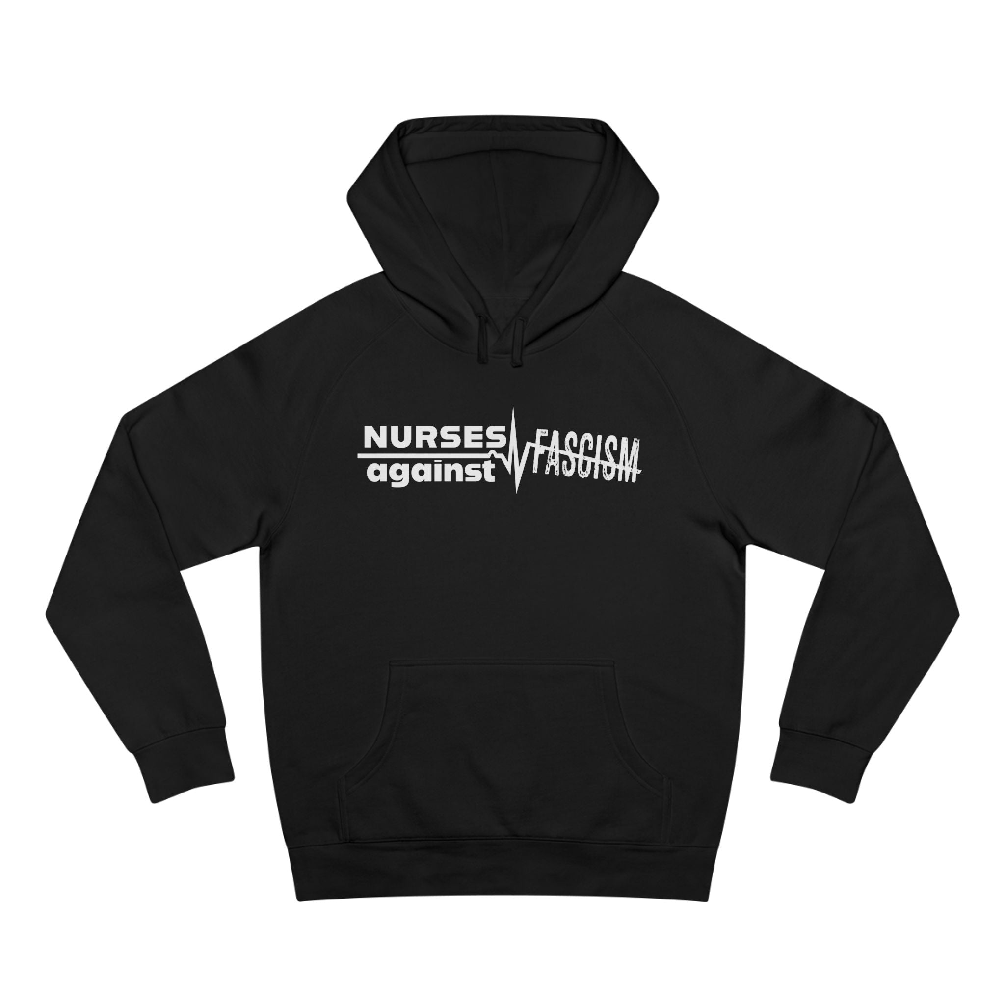 Unisex Mid-weight Hoodie - Nurses Against Fascism (front) - Nurses Against Cruelty (back) - 80% cotton, 20% polyester - NAF-H-AC5101