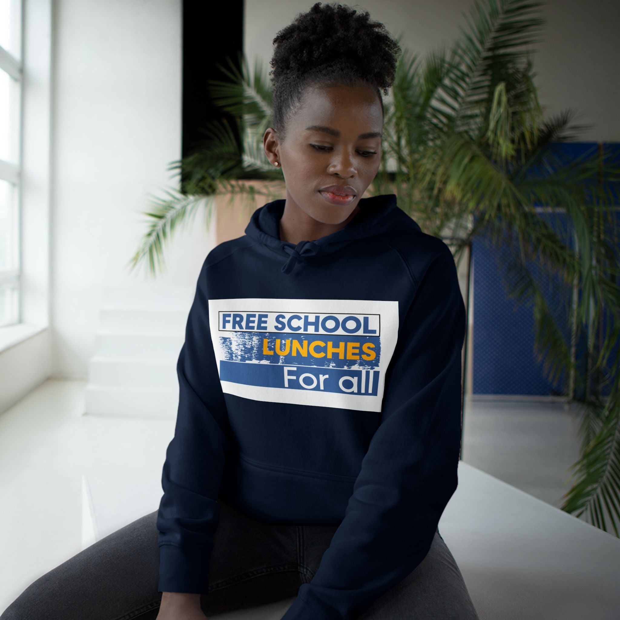 Unisex Mid-weight Hoodie - Free School Lunches For All (front) - Nurses Against The Rich Starving The Poor (back) - 80% cotton, 20% Polyester - NAH-H-AC5101