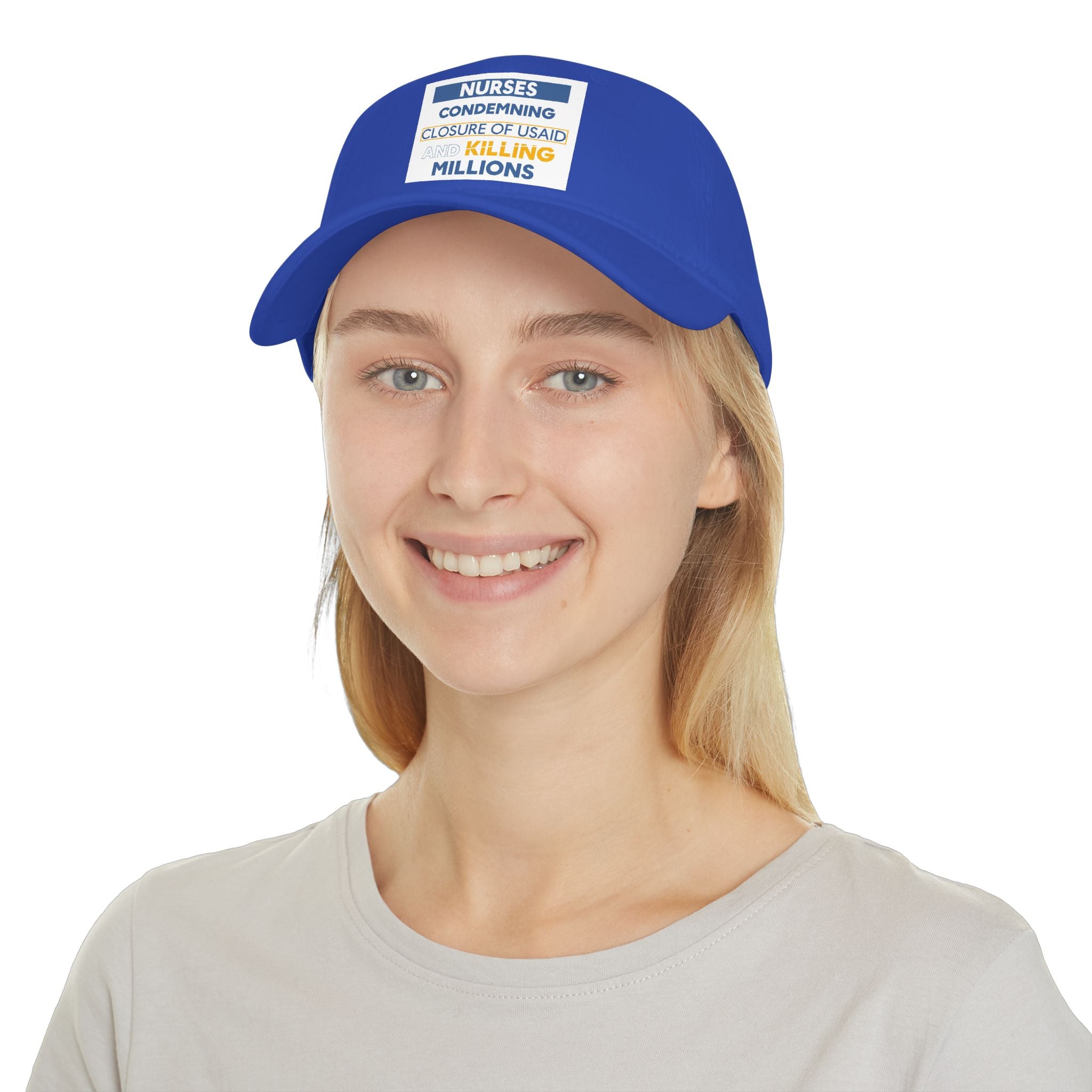 Unisex Baseball Cap - Nurses Condemning Closure of USAID (front) - 100% Cotton Twill - NFG-B-18-253