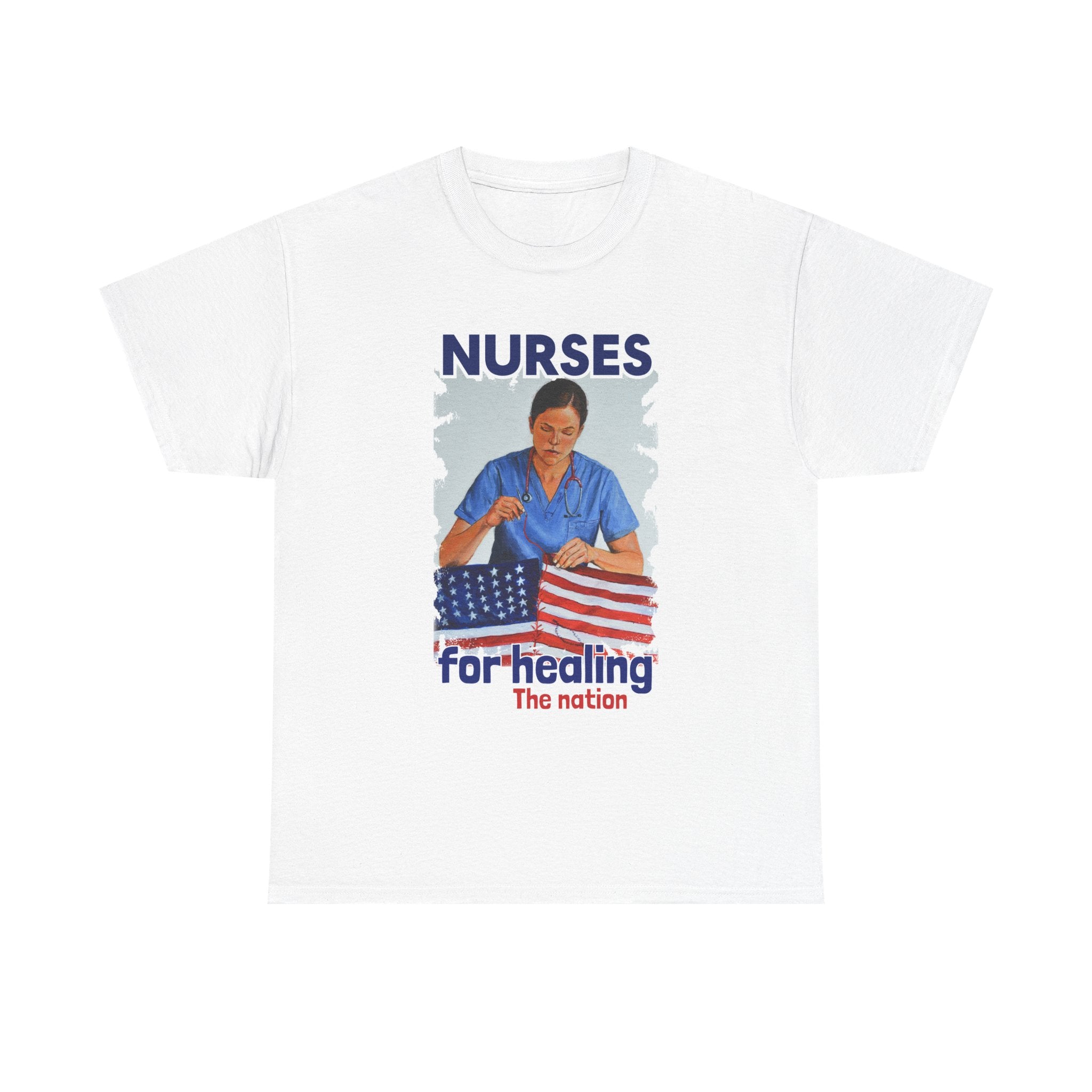 Unisex Medium fabric Cotton Tee - Nurses For Healing The Nation (front) - Nurses Standing Up For Humanity (back) - 100% cotton - NFH-T-G5000