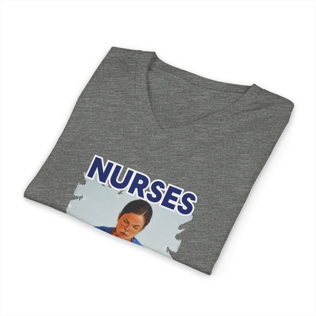 Unisex Lightweight fabric Jersey Short Sleeve V-Neck Tee - Nurses For Healing The Nation (front) - Nurses Standing Up For Humanity (back) - 100% cotton fabric - NFH-V-BC3005