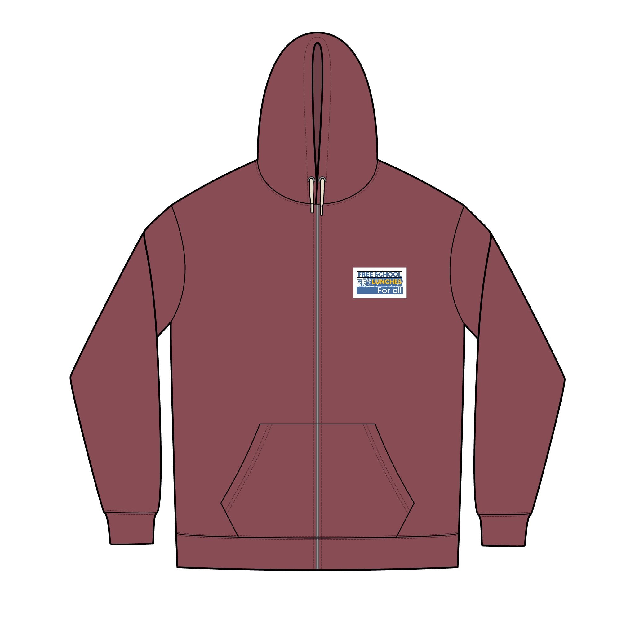 Men's Medium-heavy fabric Full-Zip Hoodie - Free School Lunches For All (front) - Nurses Against The Rich Starving The Poor (back) - 60% recycled cotton, 40% recycled polyester - NAH-Z-DT8102