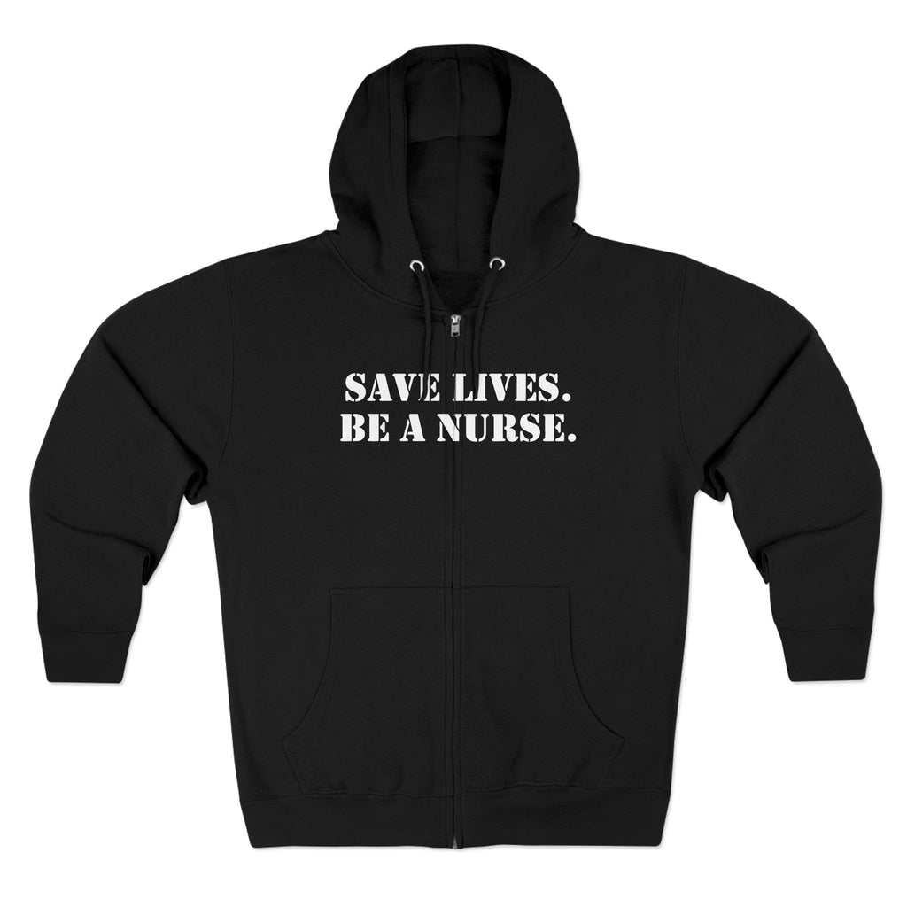 Men's District® Medium-heavy fabric Full-Zip Hoodie - Save Lives Be A Nurse (front) - Not Your Mom (back) - 60% recycled cotton, 40% recycled polyester -Lane Seven LS14003