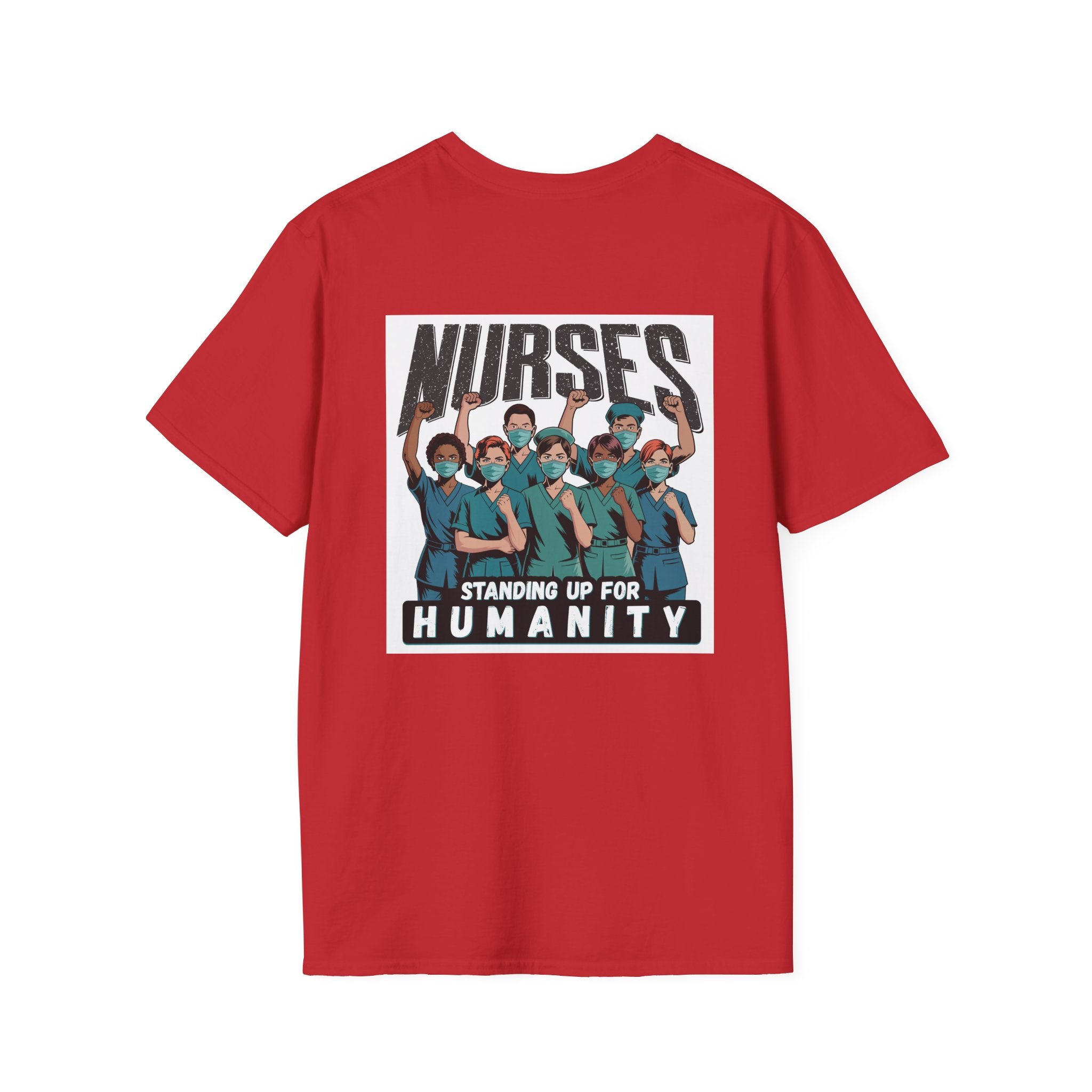 Unisex Lightweight fabric T-Shirt - Nurses For Healing The Nation (front) - Nurses Standing Up For Humanity (back) - 100% ring-spun cotton - NFH-T-G64000