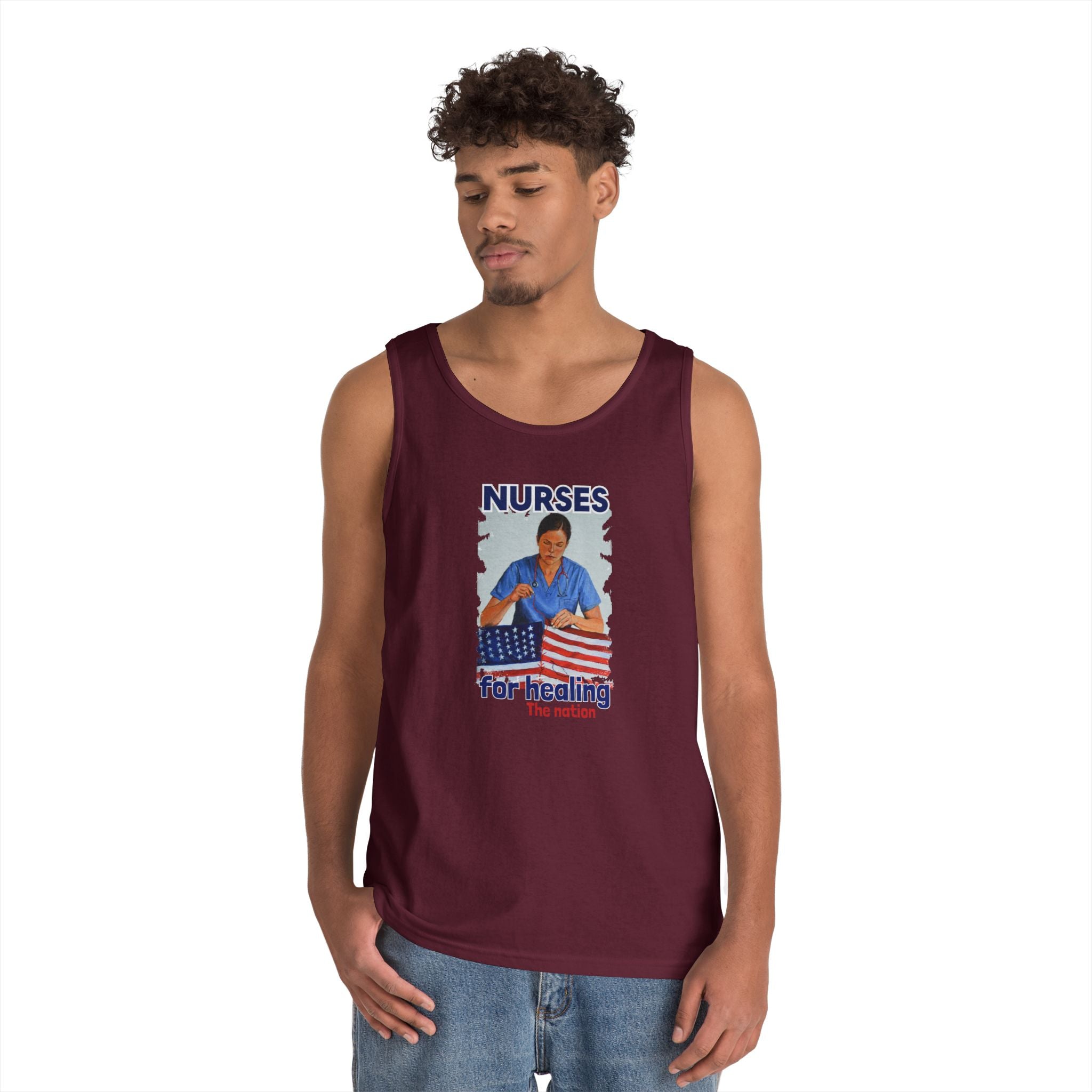 Unisex Medium fabric Cotton Tank Top - Nurses For Healing The Nation (front) - Nurses Standing Up For Humanity (back) - 100% cotton - NFH-K-G5200