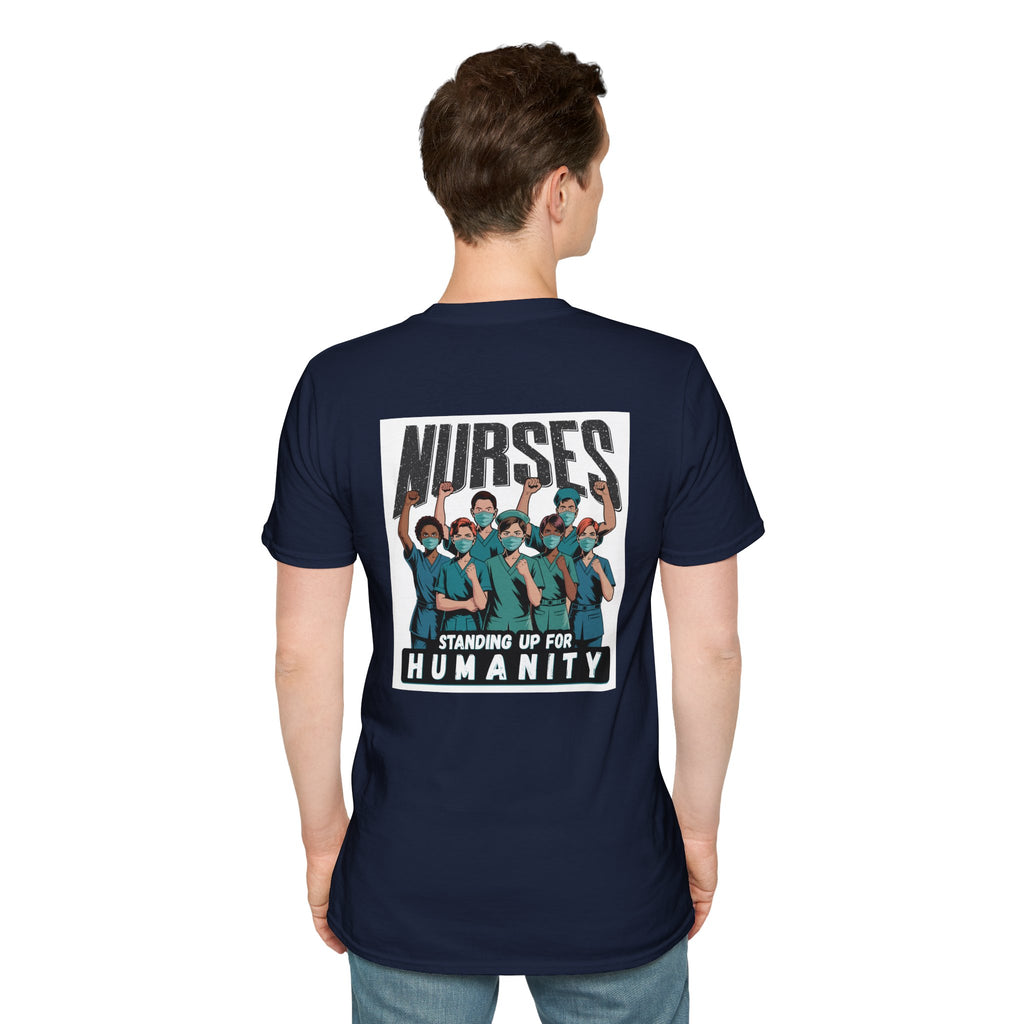Unisex Lightweight fabric T-Shirt - Nurses For Healing The Nation (front) - Nurses Standing Up For Humanity (back) - 100% ring-spun cotton - NFH-T-G64000