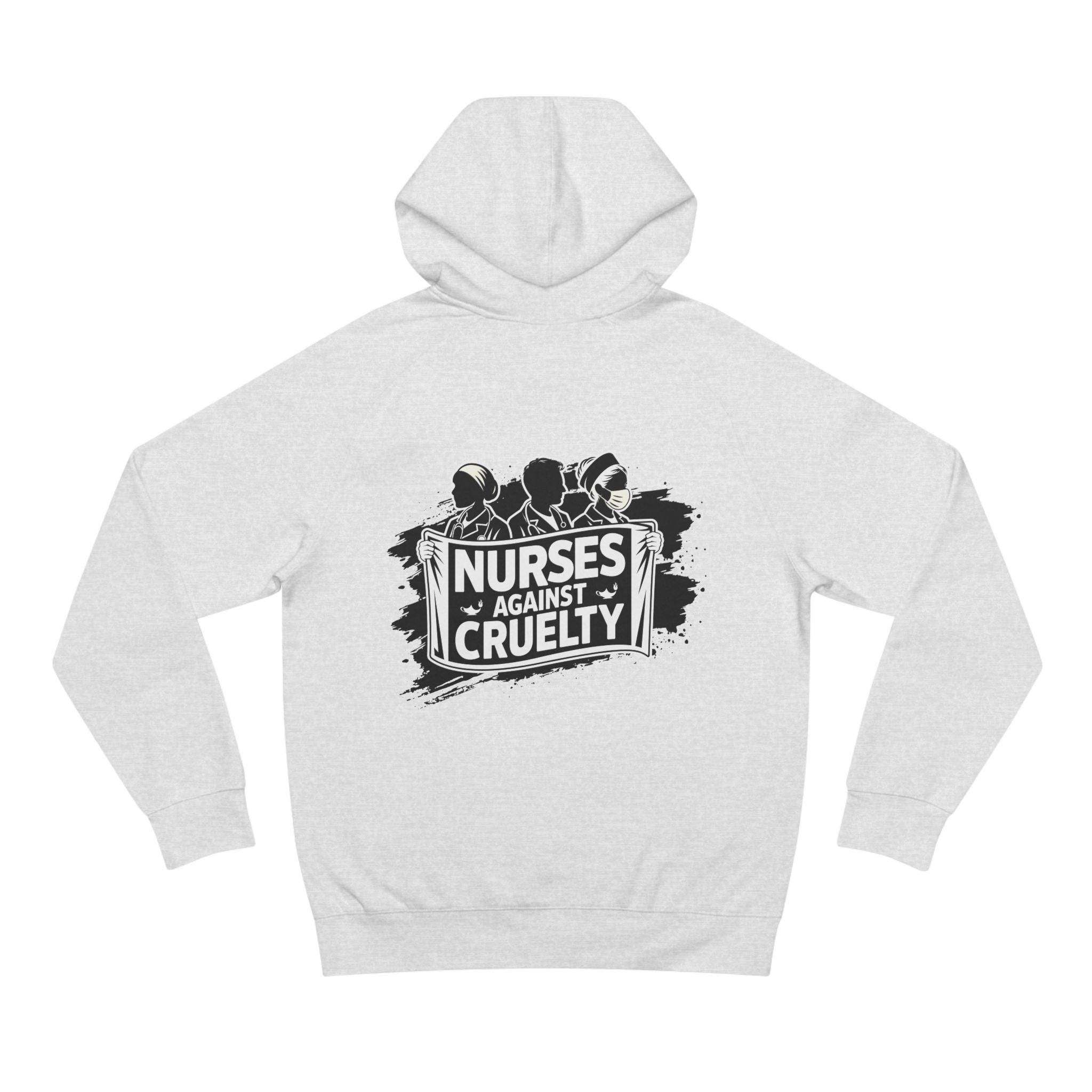 Unisex Mid-weight Hoodie - Nurses Against Fascism (front) - Nurses Against Cruelty (back) - 80% cotton, 20% polyester - NAF-H-AC5101