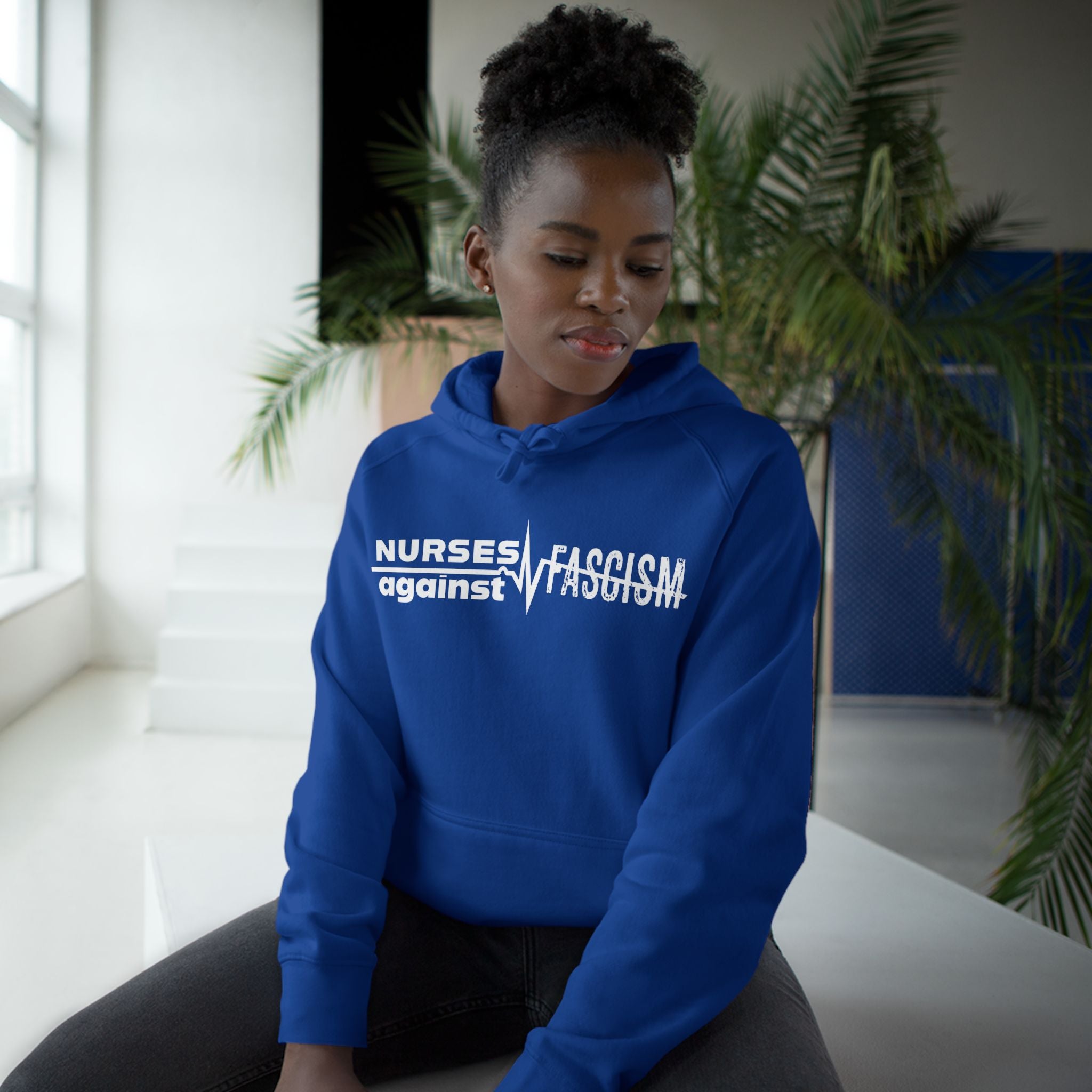 Unisex Mid-weight Hoodie - Nurses Against Fascism (front) - Nurses Against Cruelty (back) - 80% cotton, 20% polyester - NAF-H-AC5101