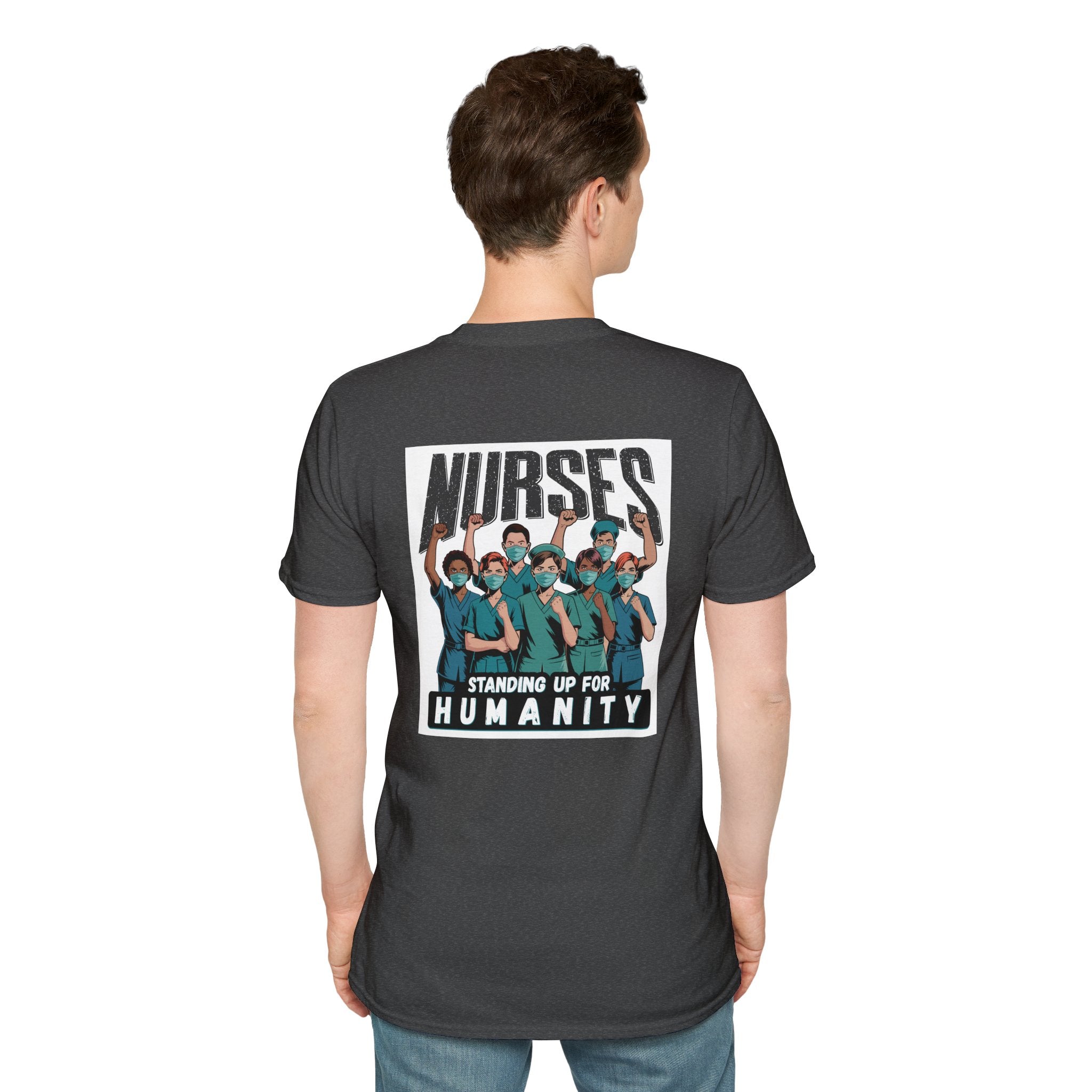 Unisex Lightweight fabric T-Shirt - Nurses For Healing The Nation (front) - Nurses Standing Up For Humanity (back) - 100% ring-spun cotton - NFH-T-G64000