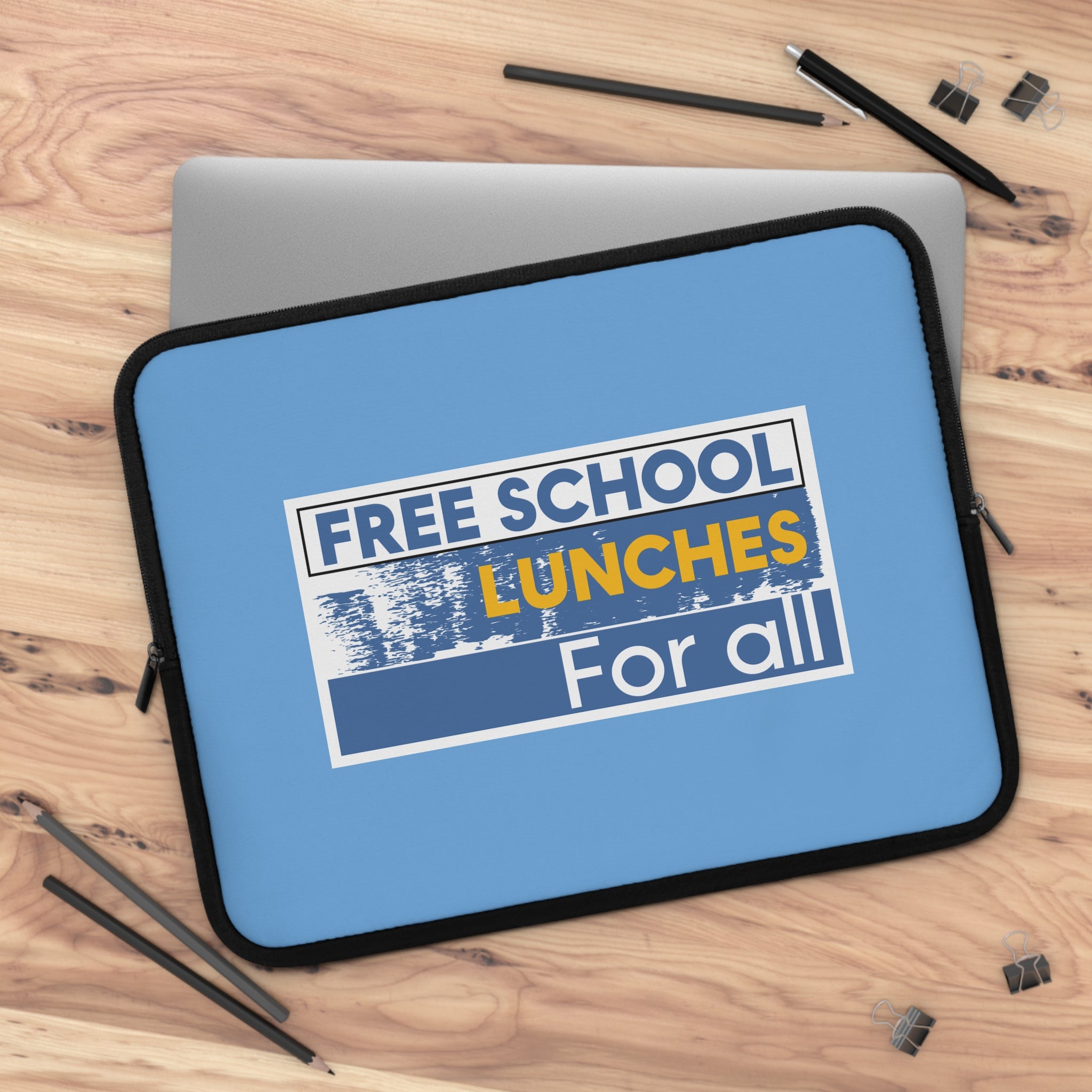 Laptop Sleeve - Free School Lunches For All (front) - Smooth neoprene - NAH-LS-01