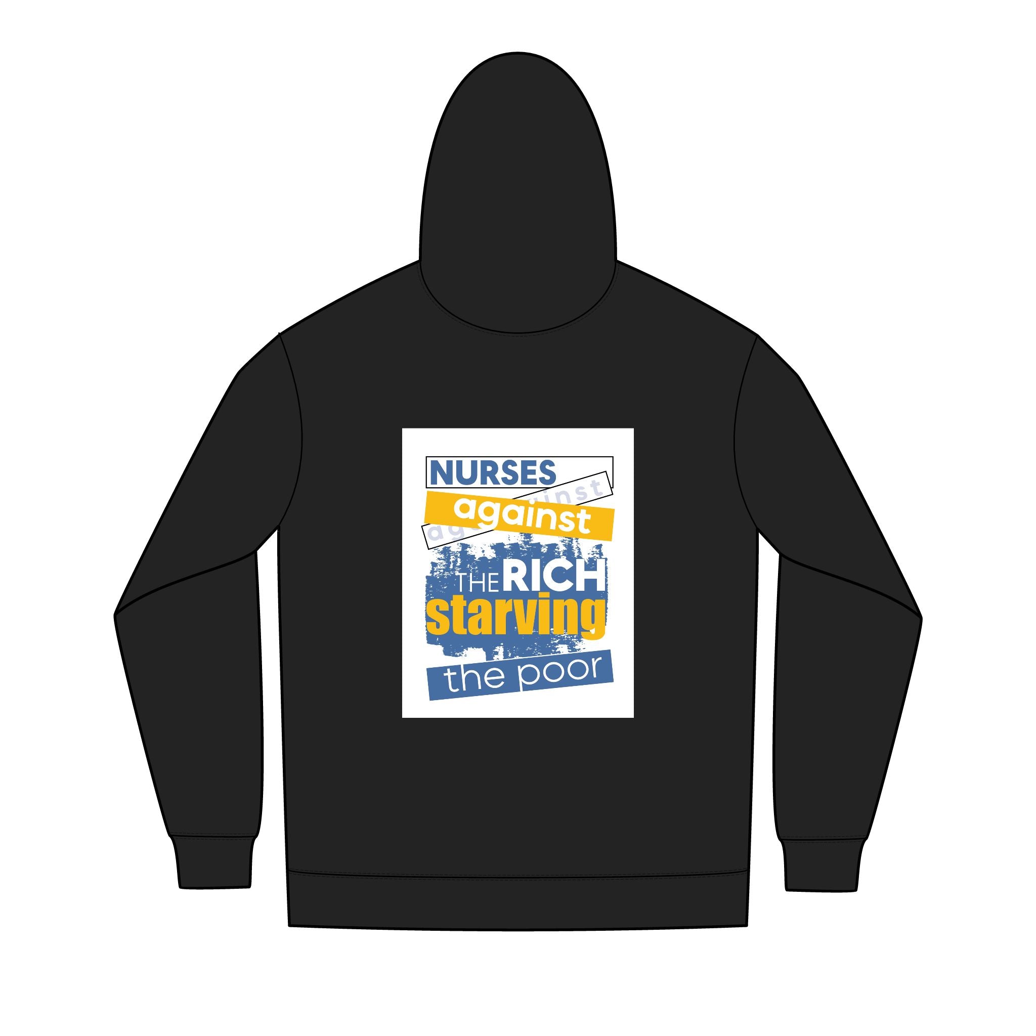 Men's Medium-heavy fabric Full-Zip Hoodie - Free School Lunches For All (front) - Nurses Against The Rich Starving The Poor (back) - 60% recycled cotton, 40% recycled polyester - NAH-Z-DT8102