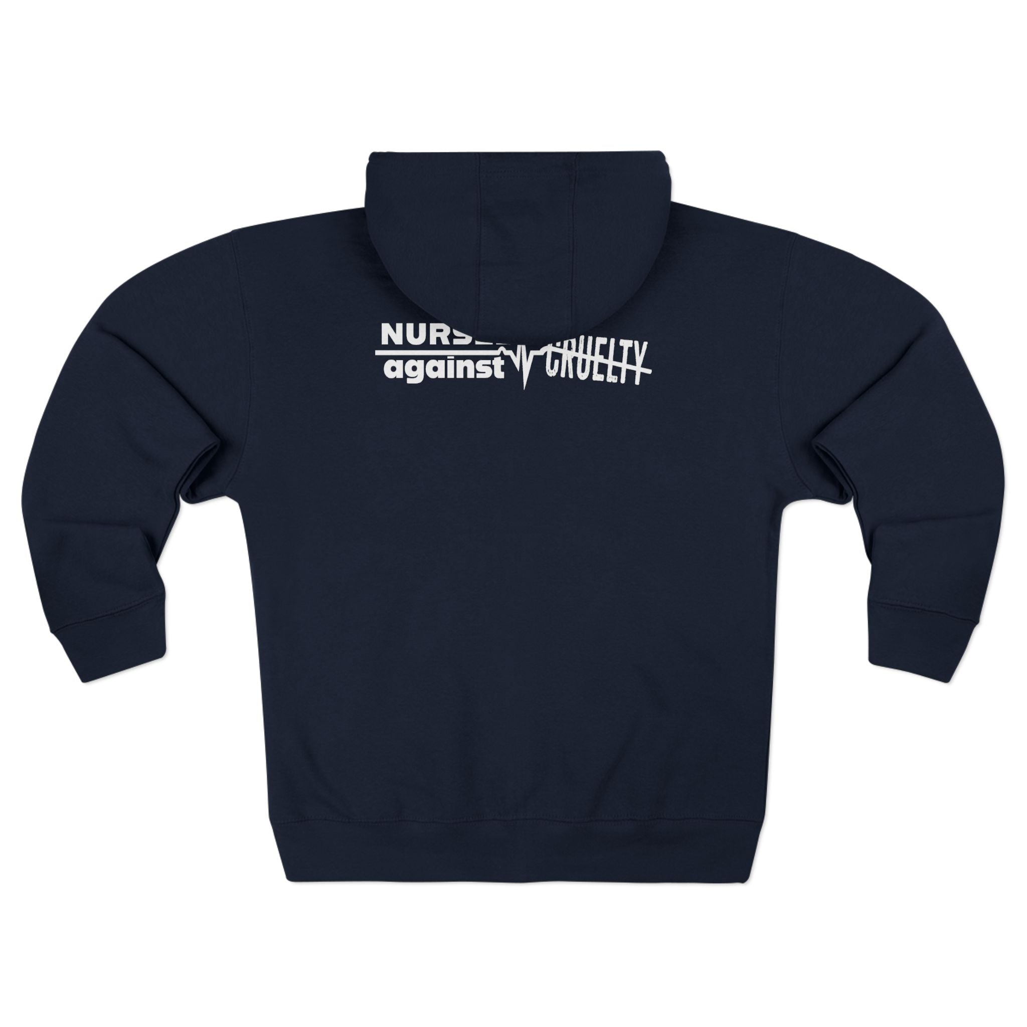 Men's Medium-heavy fabric Full-Zip Hoodie - Nurses Against Fascism (front) - Nurses Against Cruelty (black) - 60% recycled cotton, 40% recycled polyester - Lane Seven LS14003