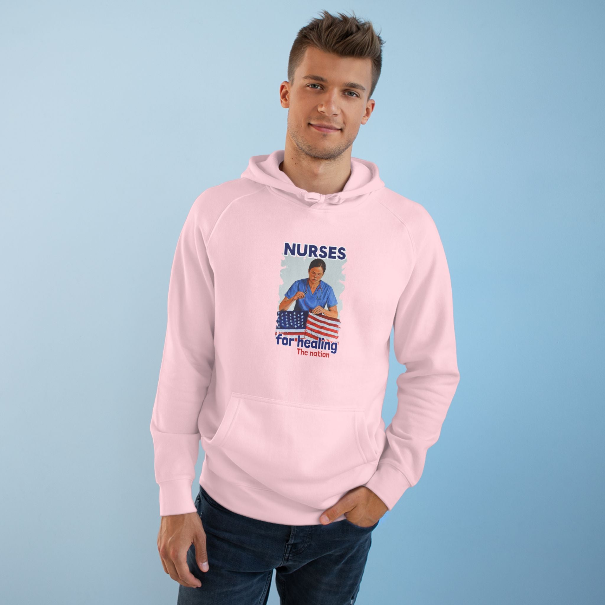 Unisex Mid-weight Hoodie - Nurses For Healing The Nation (front) - Nurses Standing Up For Humanity (back) - 80% cotton, 20% Polyester - NFH-H-AC5101