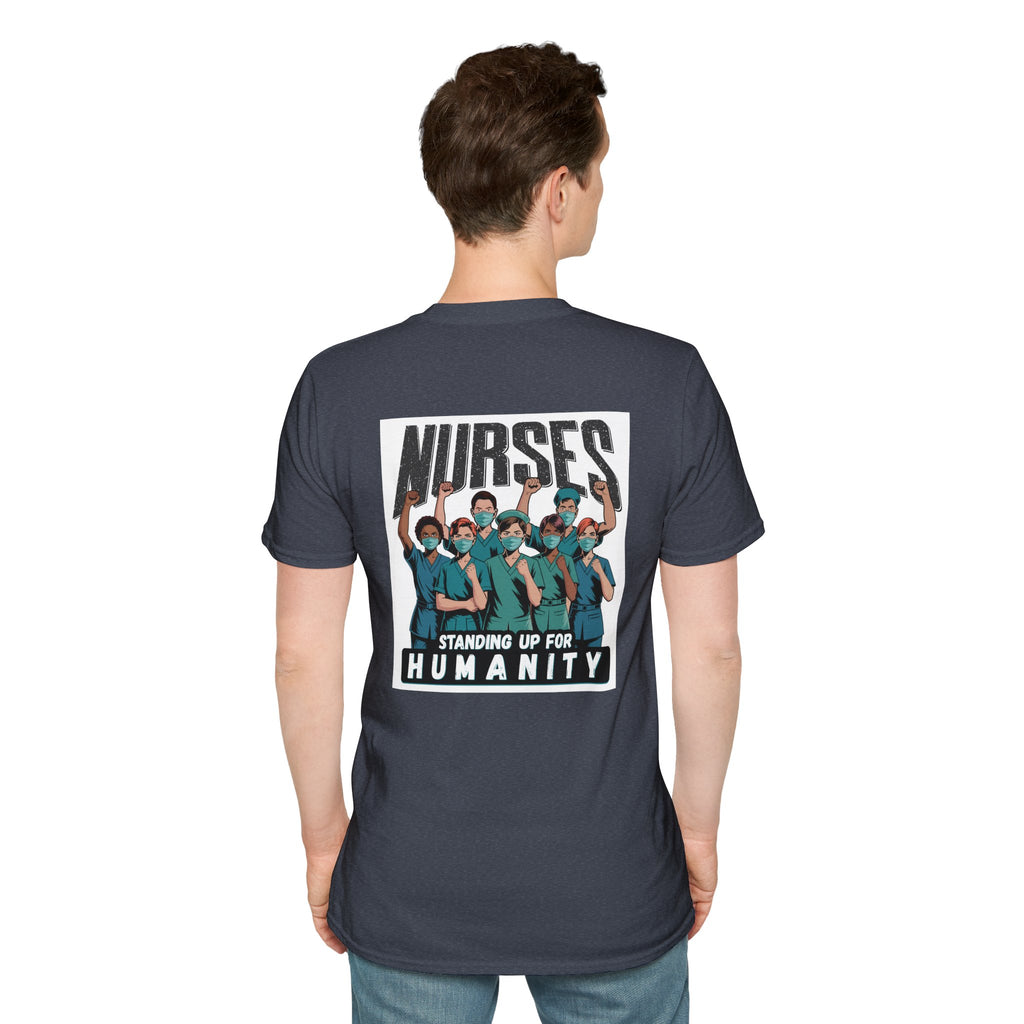 Unisex Lightweight fabric T-Shirt - Nurses For Healing The Nation (front) - Nurses Standing Up For Humanity (back) - 100% ring-spun cotton - NFH-T-G64000