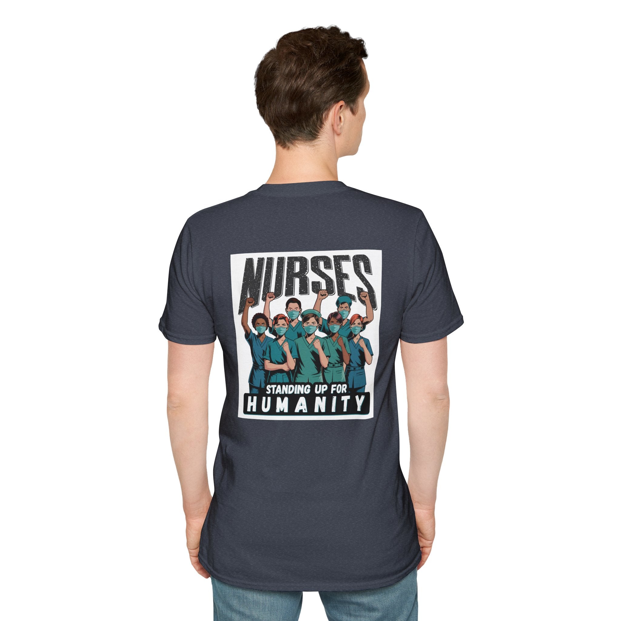 Unisex Lightweight fabric T-Shirt - Nurses For Healing The Nation (front) - Nurses Standing Up For Humanity (back) - 100% ring-spun cotton - NFH-T-G64000