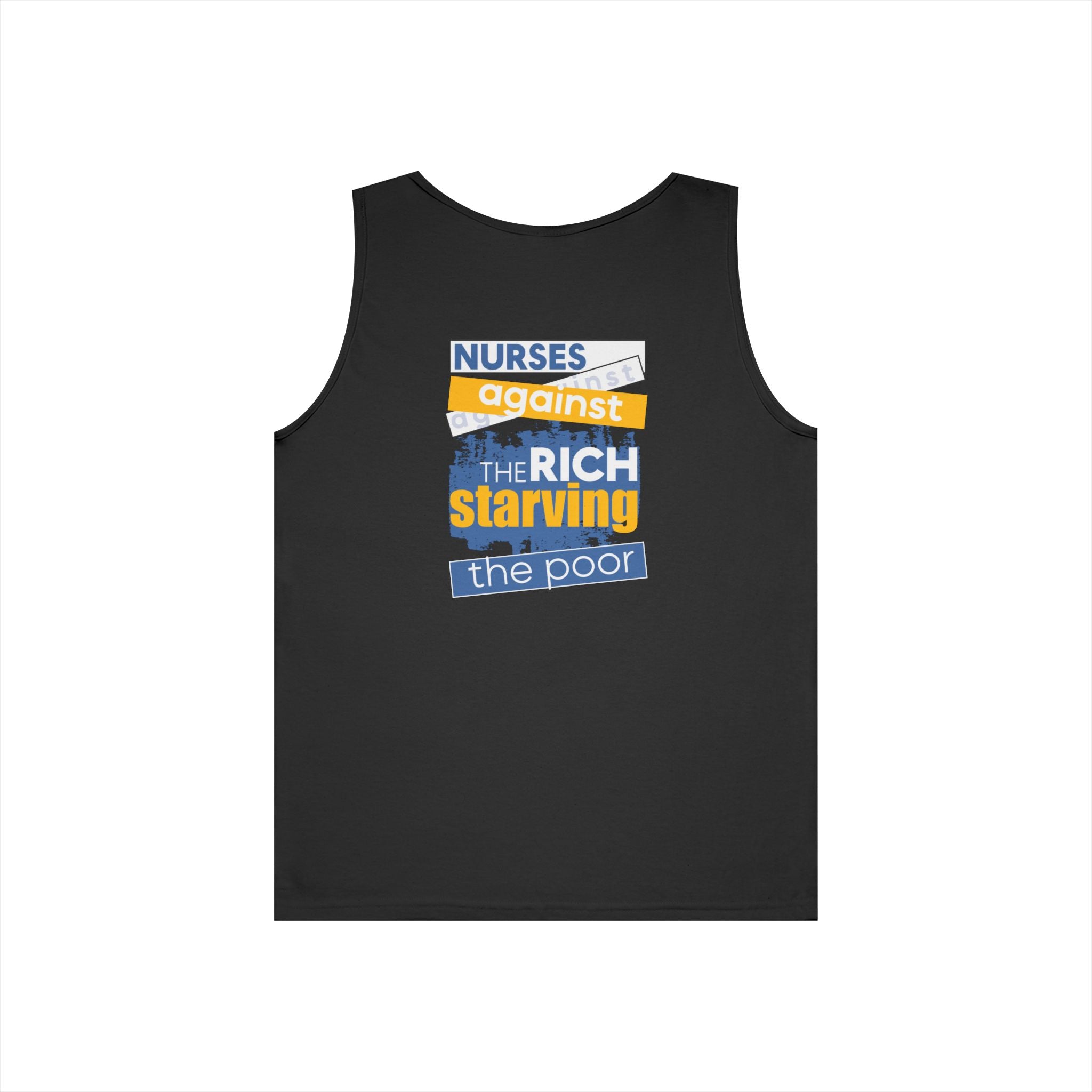Unisex Medium fabric Cotton Tank Top - Free School Lunches For All (front) - Nurses Against The Rich Starving The Poor (back) - 100% cotton - NAH-K-G5200