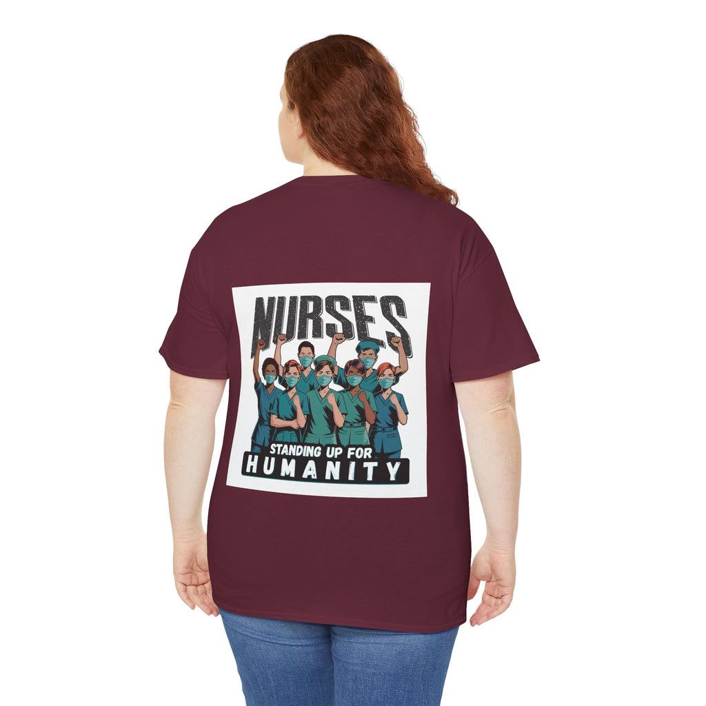 Unisex Medium fabric Cotton Tee - Nurses For Healing The Nation (front) - Nurses Standing Up For Humanity (back) - 100% cotton - NFH-T-G5000