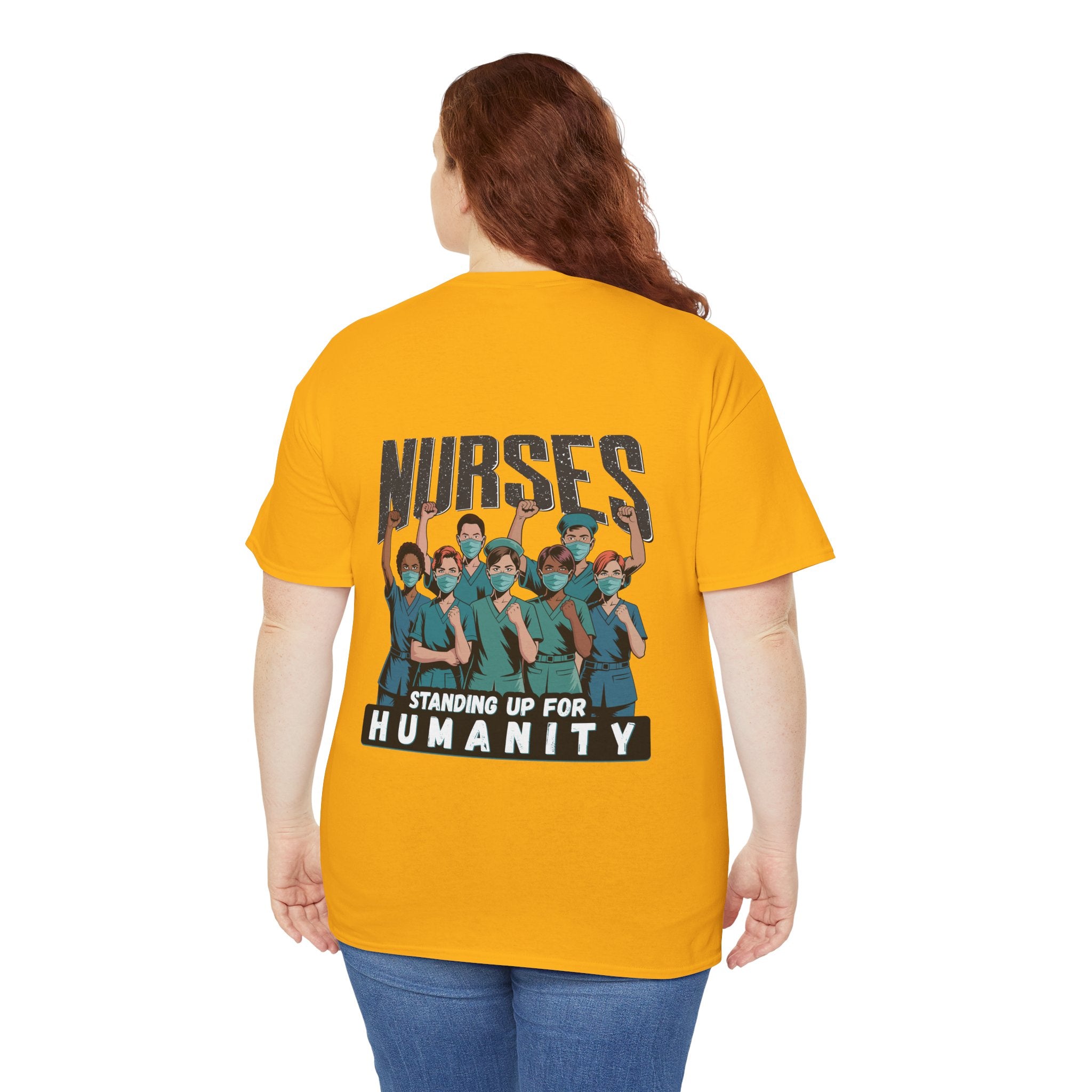 Unisex Medium fabric Cotton Tee - Nurses For Healing The Nation (front) - Nurses Standing Up For Humanity (back) - 100% cotton - NFH-T-G5000