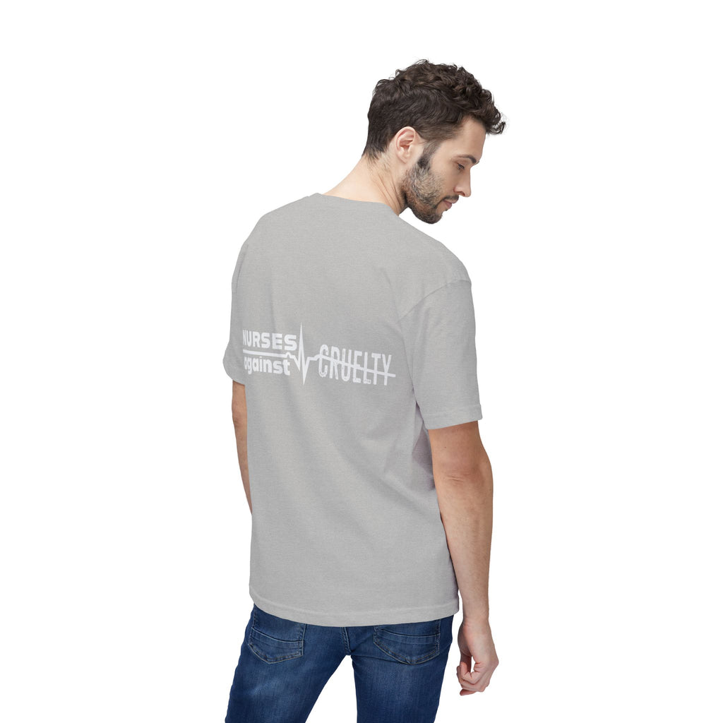 Unisex Midweight T-shirt, Nurses Against Fascism (front) - Nurses Against Cruelty (back) - 100% Polyster - NAF-T-BS5040