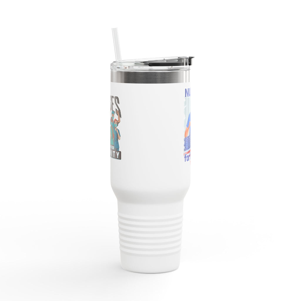 Travel Mug - Nurses For Healing The Nation (front) - Nurses Standing Up For Humanity (back) - 100% stainless steel (body) - NFH-TM-40oz