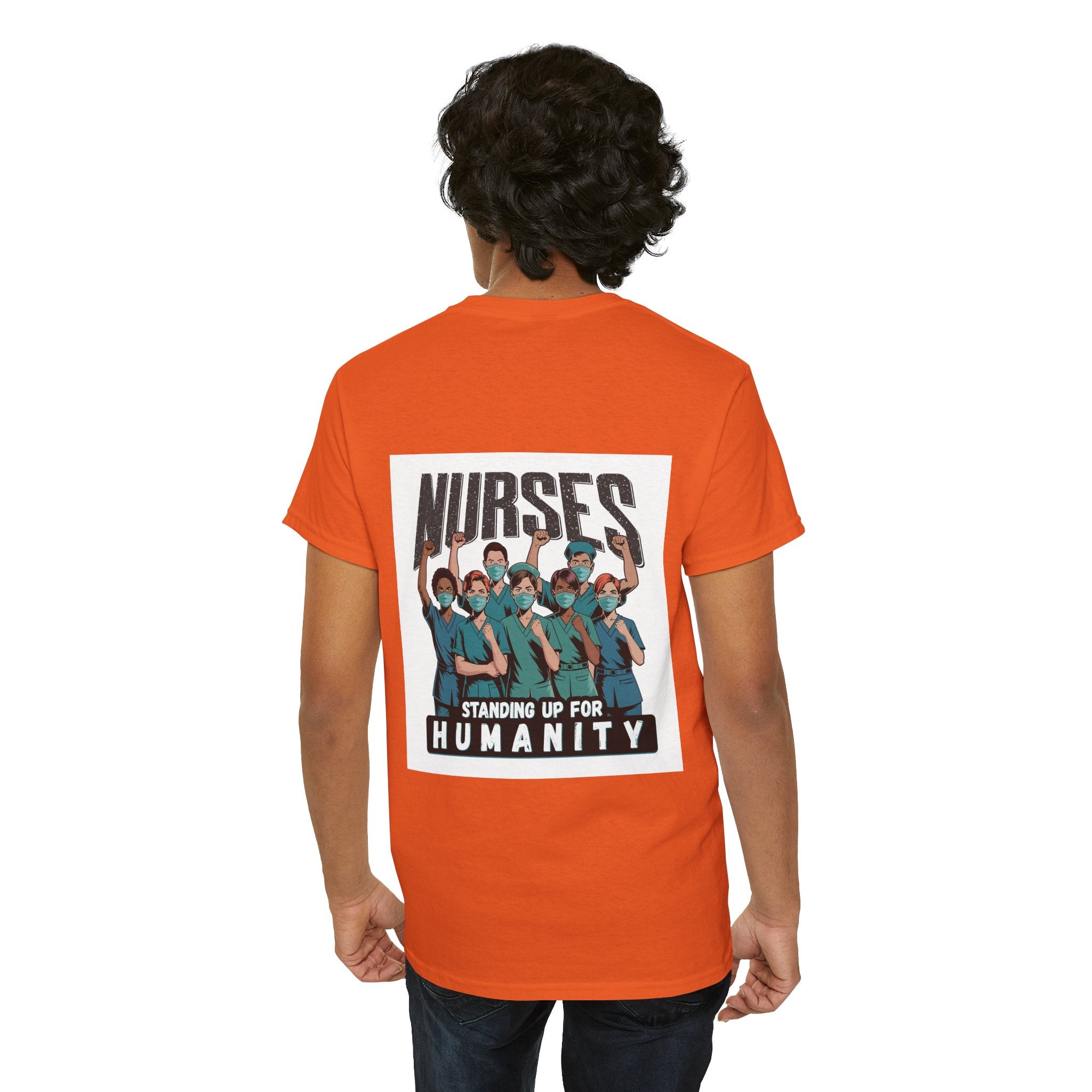 Unisex Medium fabric Cotton Tee - Nurses For Healing The Nation (front) - Nurses Standing Up For Humanity (back) - 100% cotton - NFH-T-G5000