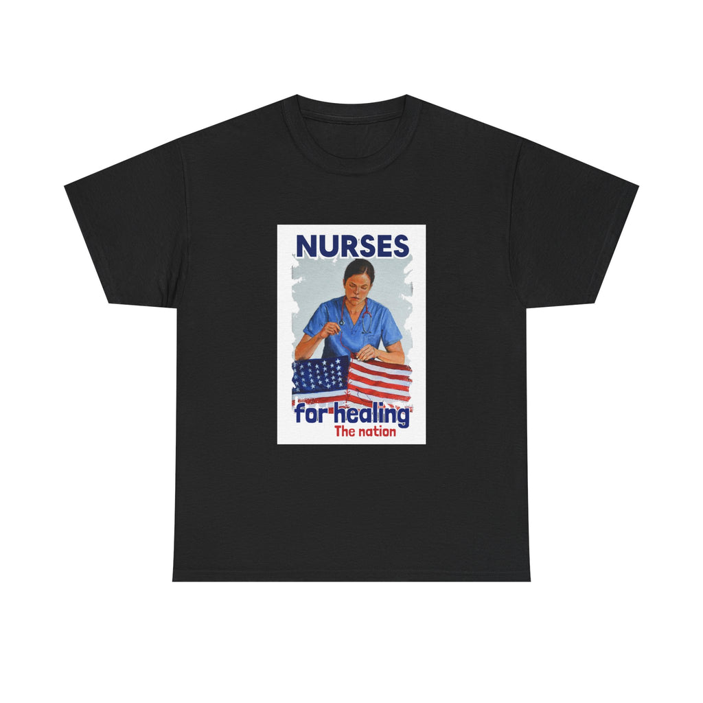 Unisex Medium fabric Cotton Tee - Nurses For Healing The Nation (front) - Nurses Standing Up For Humanity (back) - 100% cotton - NFH-T-G5000
