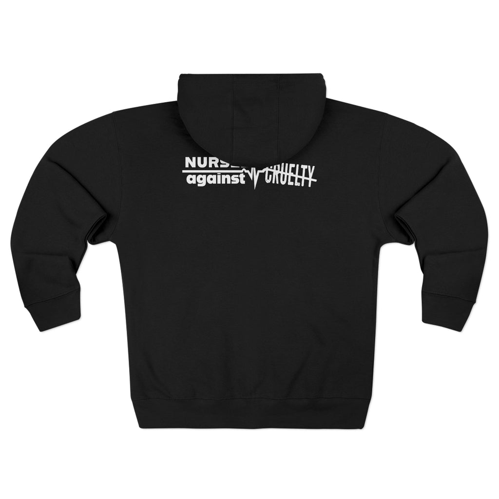 Men's Medium-heavy fabric Full-Zip Hoodie - Nurses Against Fascism (front) - Nurses Against Cruelty (black) - 60% recycled cotton, 40% recycled polyester - Lane Seven LS14003