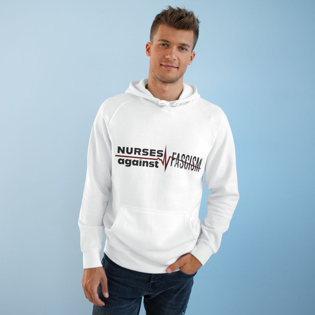 Unisex Mid-weight Hoodie - Nurses Against Fascism (front) - Nurses Against Cruelty (back) - 80% cotton, 20% polyester - NAF-H-AC5101