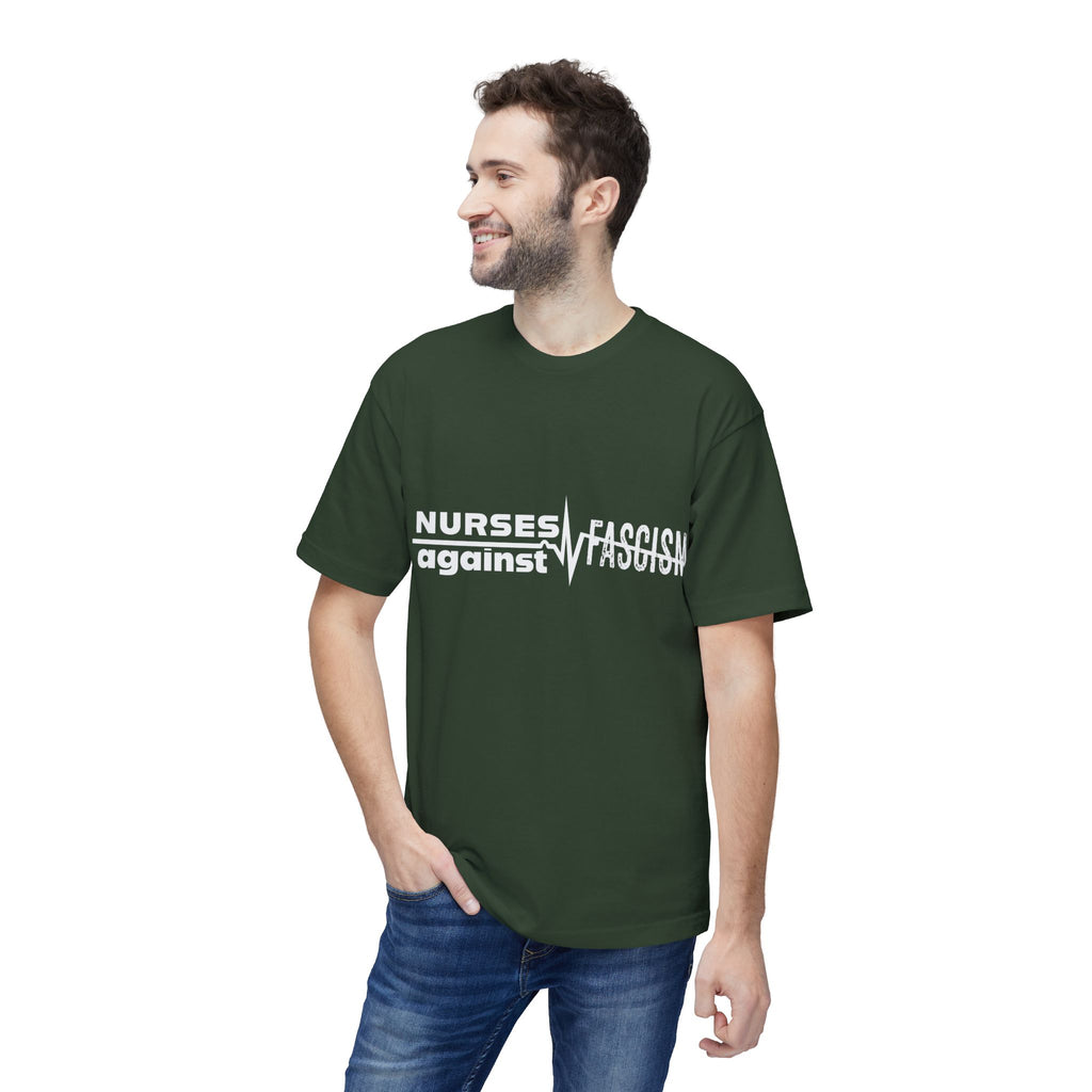 Unisex Midweight T-shirt, Nurses Against Fascism (front) - Nurses Against Cruelty (back) - 100% Polyster - NAF-T-BS5040