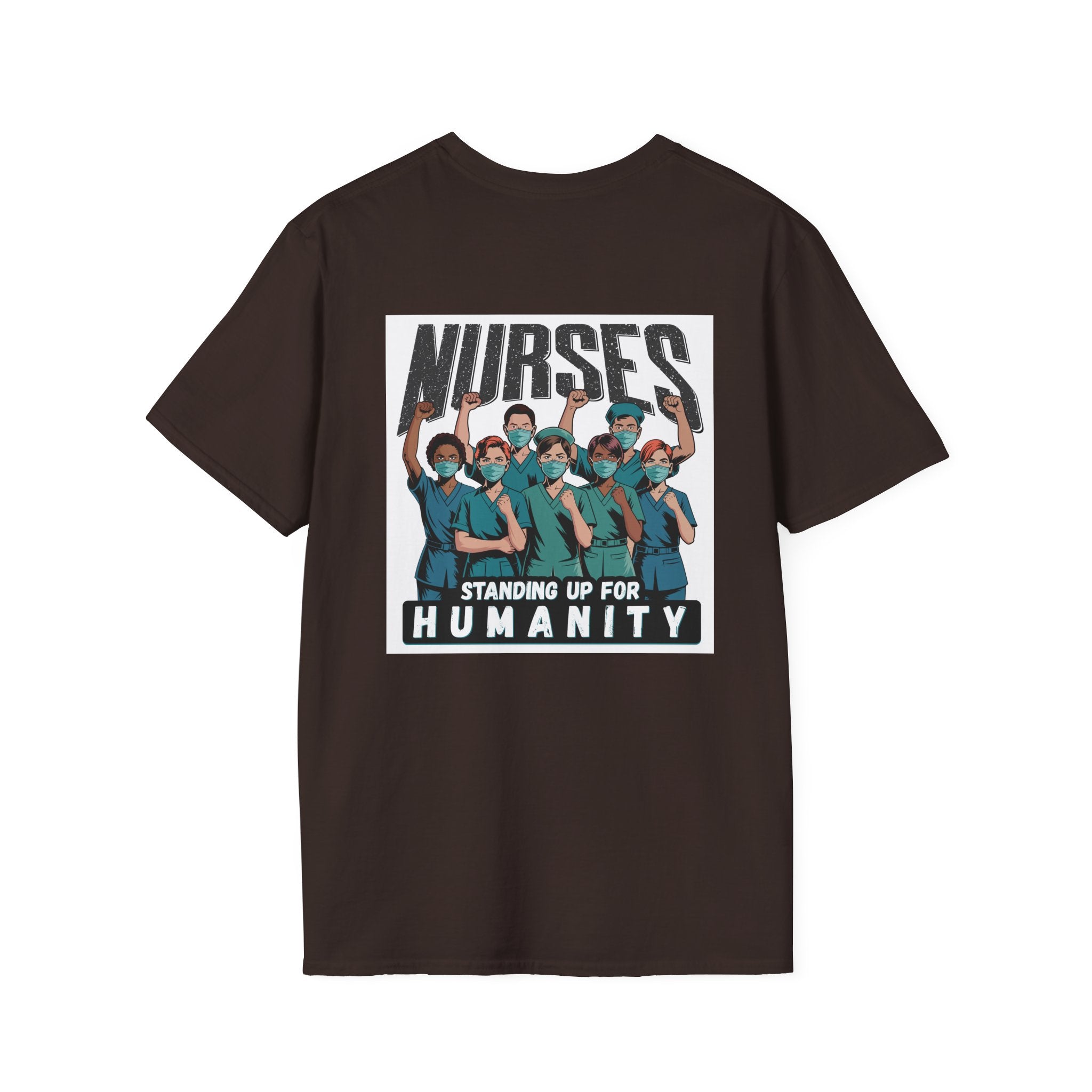 Unisex Lightweight fabric T-Shirt - Nurses For Healing The Nation (front) - Nurses Standing Up For Humanity (back) - 100% ring-spun cotton - NFH-T-G64000
