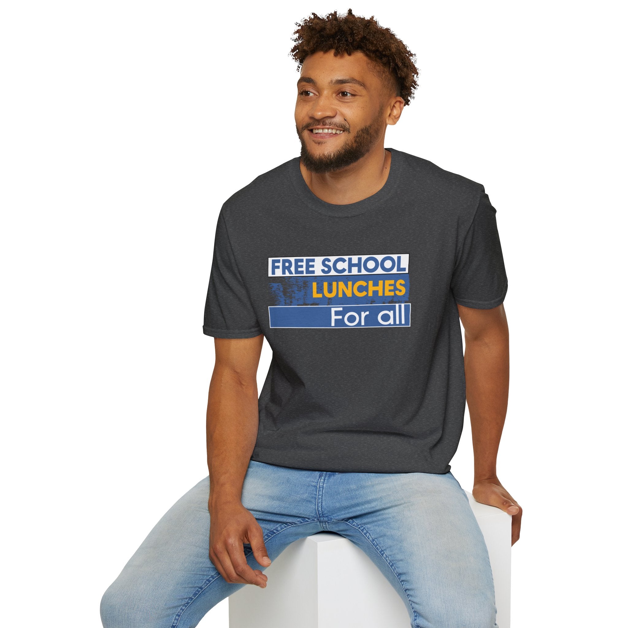 Unisex Lightweight fabric T-Shirt - Free School Lunches For All (front) - Nurses Against The Rich Starving The Poor (back) - 100% ring-spun cotton - NAH-T-G64000