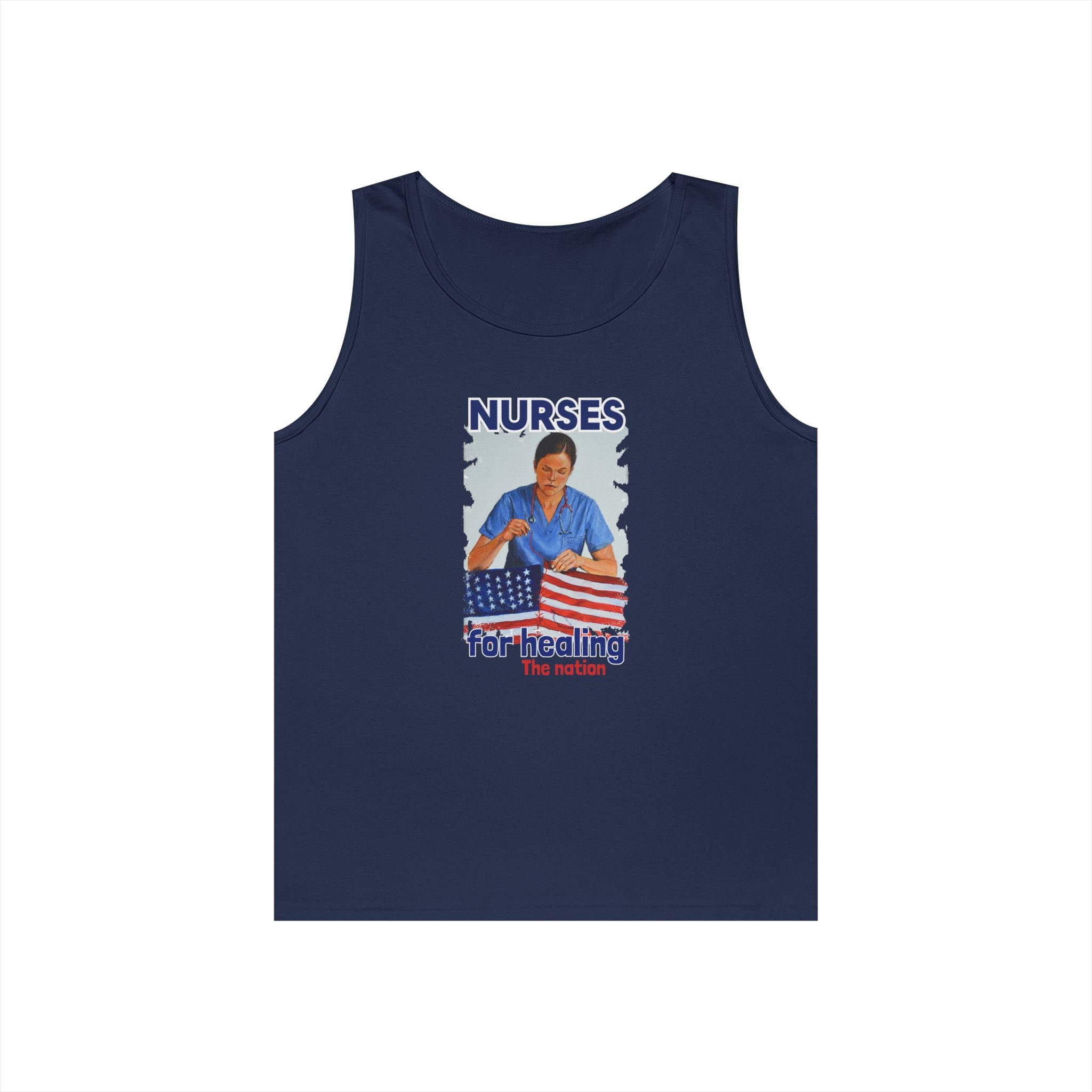 Unisex Medium fabric Cotton Tank Top - Nurses For Healing The Nation (front) - Nurses Standing Up For Humanity (back) - 100% cotton - NFH-K-G5200