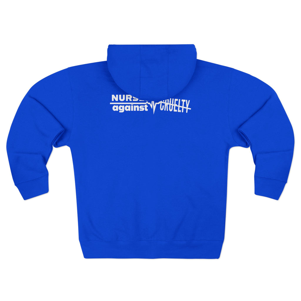 Men's Medium-heavy fabric Full-Zip Hoodie - Nurses Against Fascism (front) - Nurses Against Cruelty (black) - 60% recycled cotton, 40% recycled polyester - Lane Seven LS14003