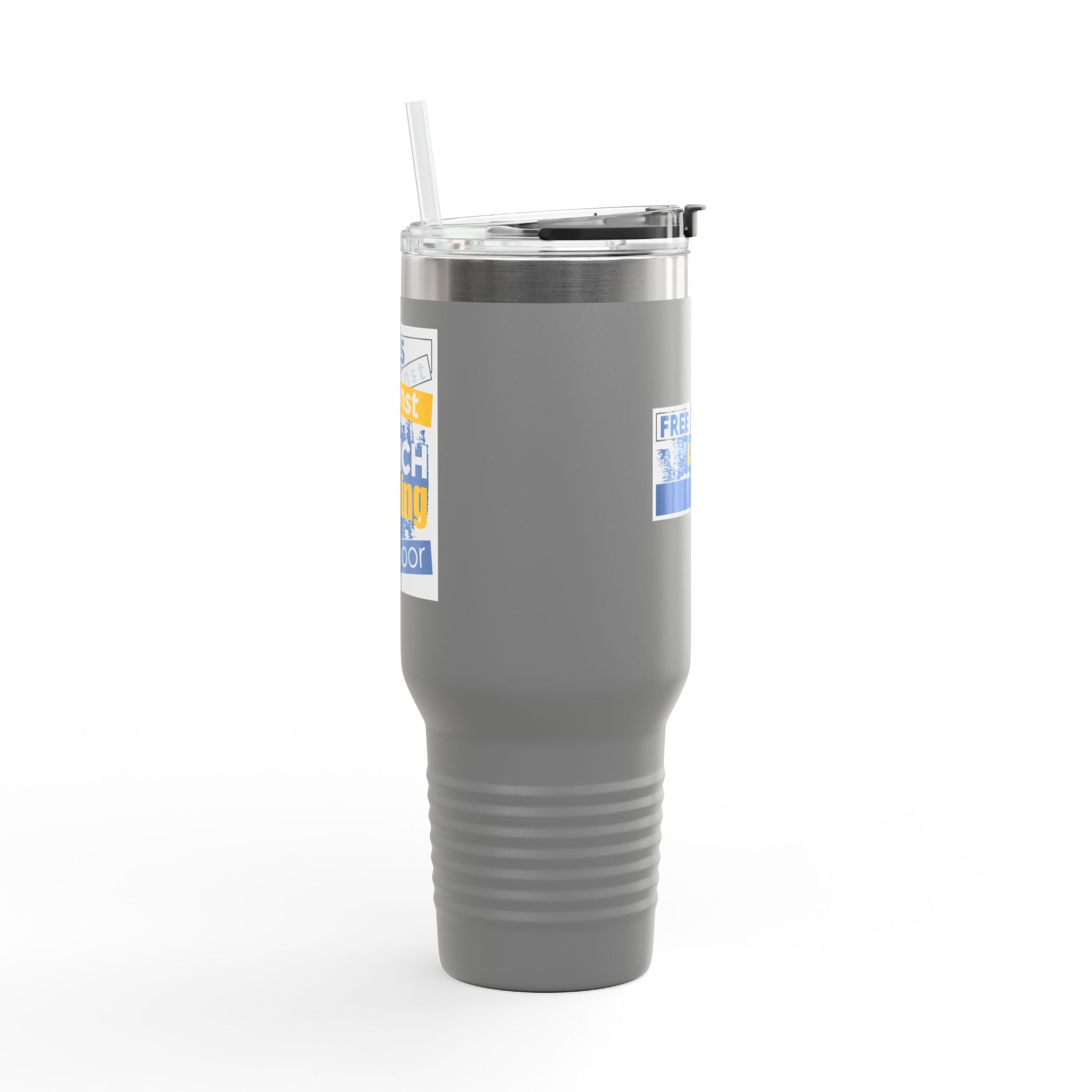 Travel Mug - Free School Lunches For All (front) - Nurses Against The Rich Starving The Poor (back) - 100% stainless steel (body) - NAH-TM-40oz