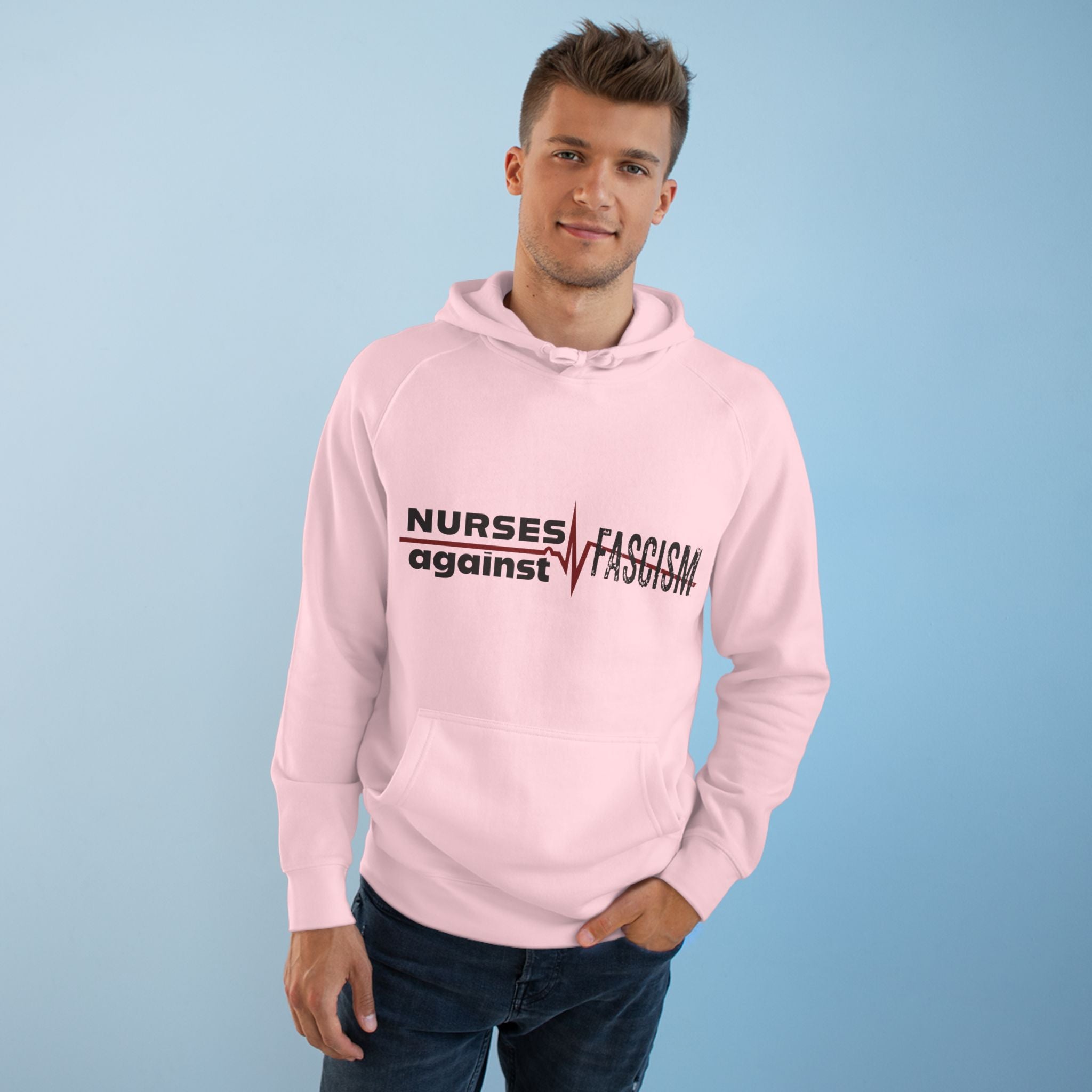 Unisex Mid-weight Hoodie - Nurses Against Fascism (front) - Nurses Against Cruelty (back) - 80% cotton, 20% polyester - NAF-H-AC5101