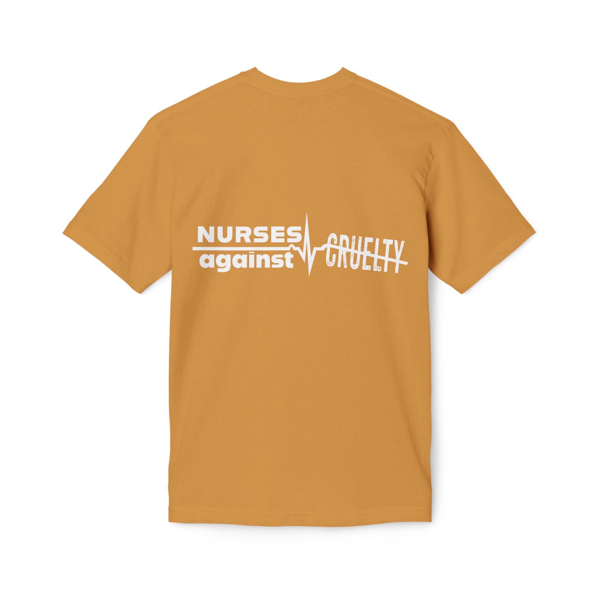 Unisex Midweight T-shirt, Nurses Against Fascism (front) - Nurses Against Cruelty (back) - 100% Polyster - NAF-T-BS5040