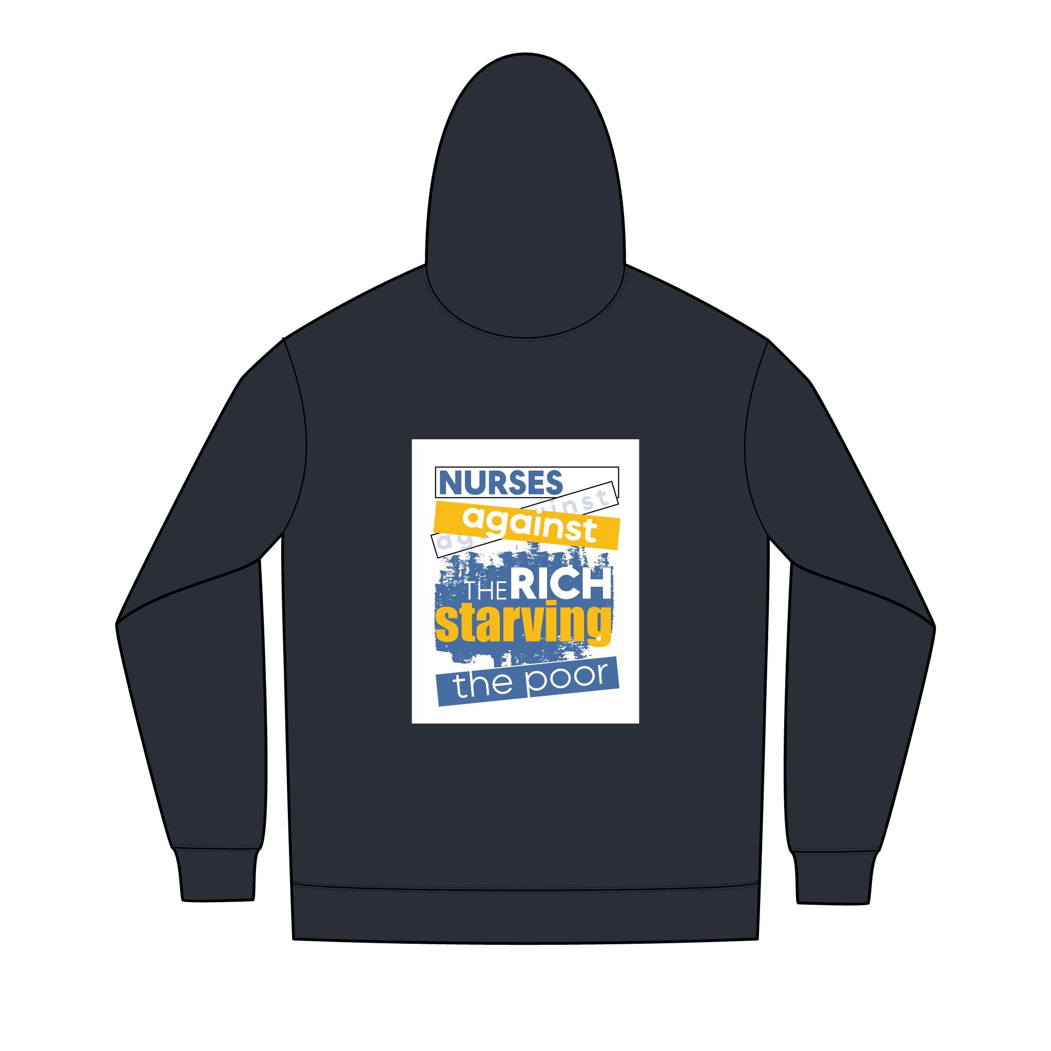 Men's Medium-heavy fabric Full-Zip Hoodie - Free School Lunches For All (front) - Nurses Against The Rich Starving The Poor (back) - 60% recycled cotton, 40% recycled polyester - NAH-Z-DT8102